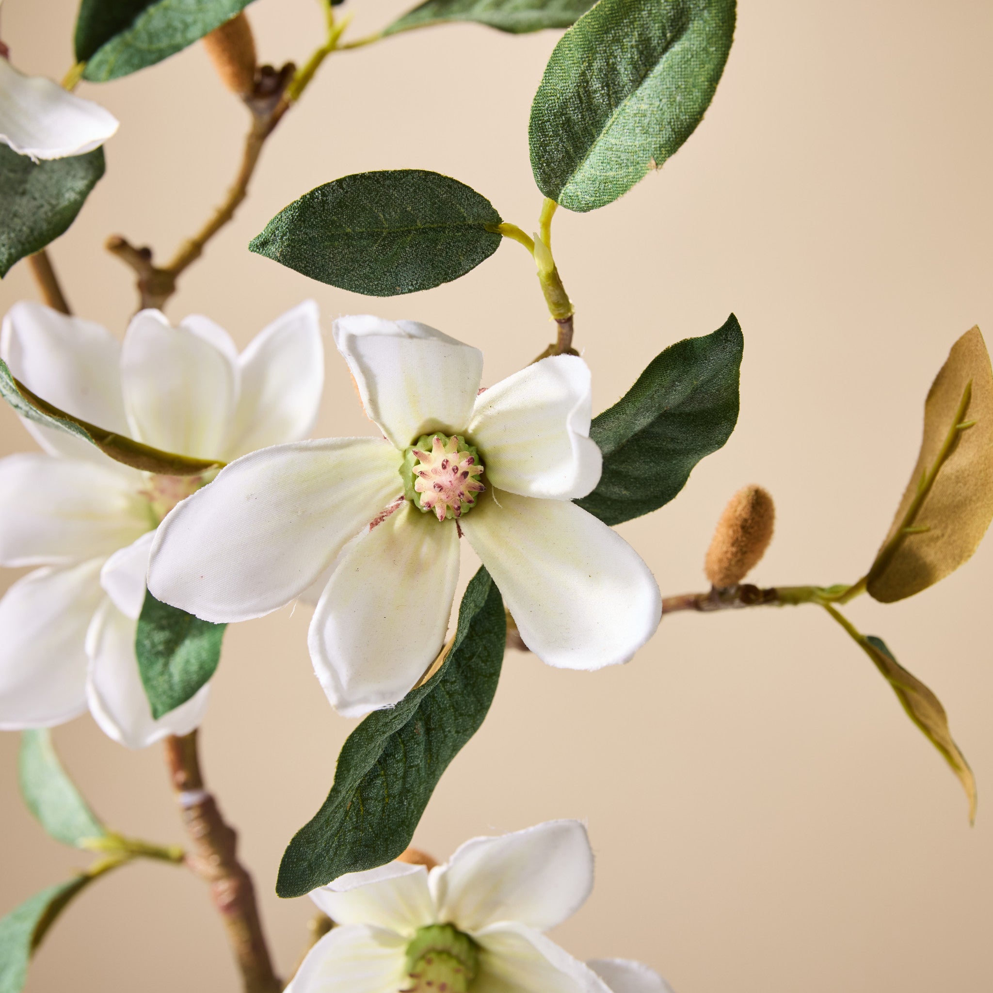 Faux Mini Magnolia Stem | White - 46cm