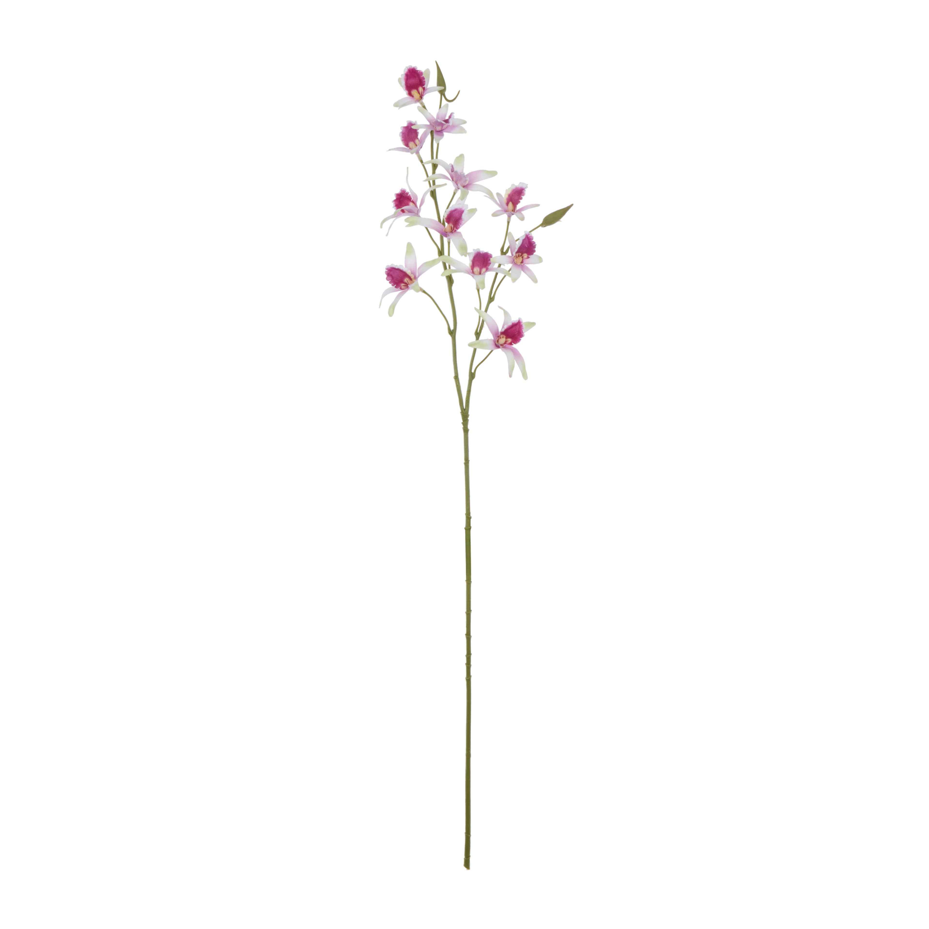 Faux Dendrobium Spray | White & Purple - 92cm