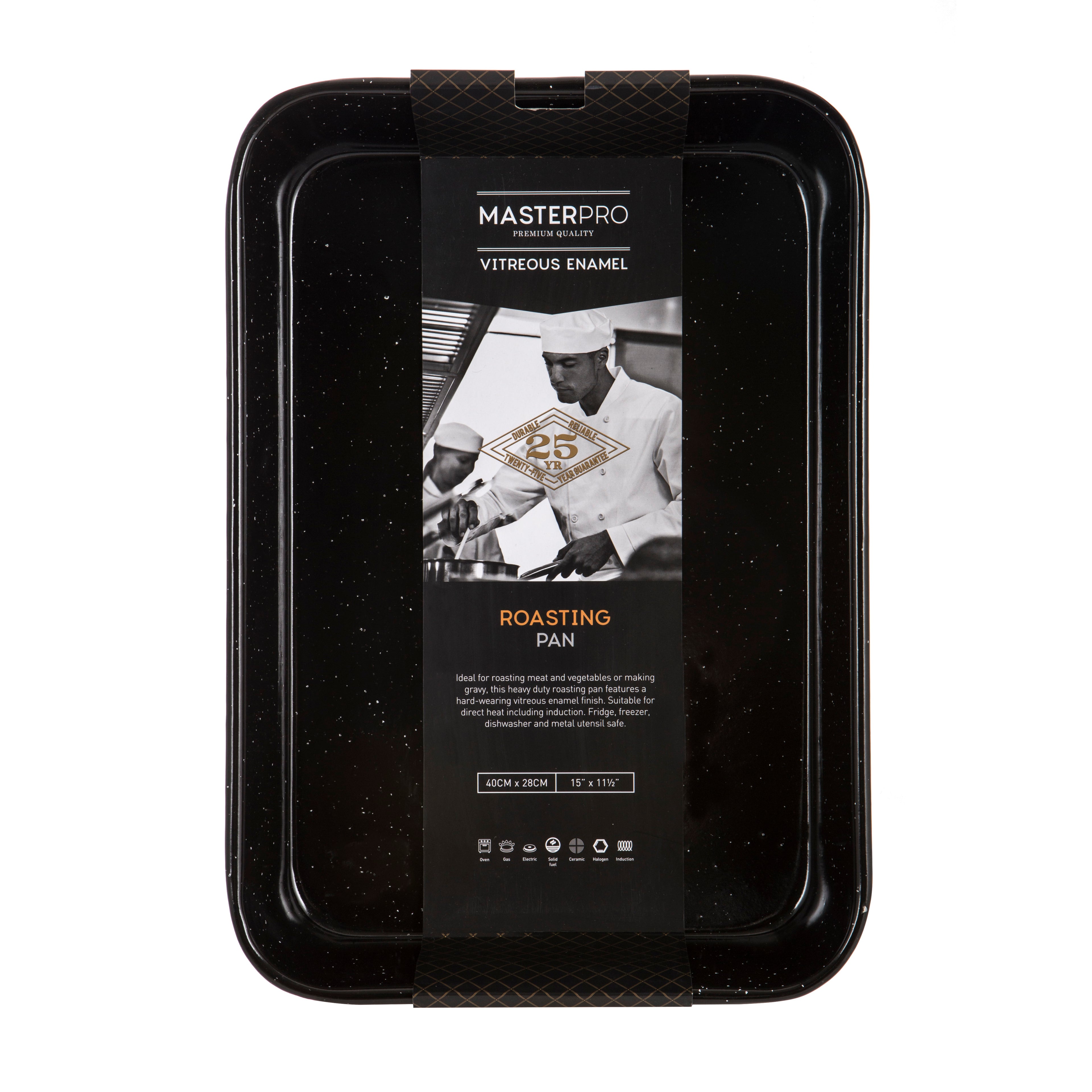MasterPro Professional Vitreous Enamel Roasting Pan Black