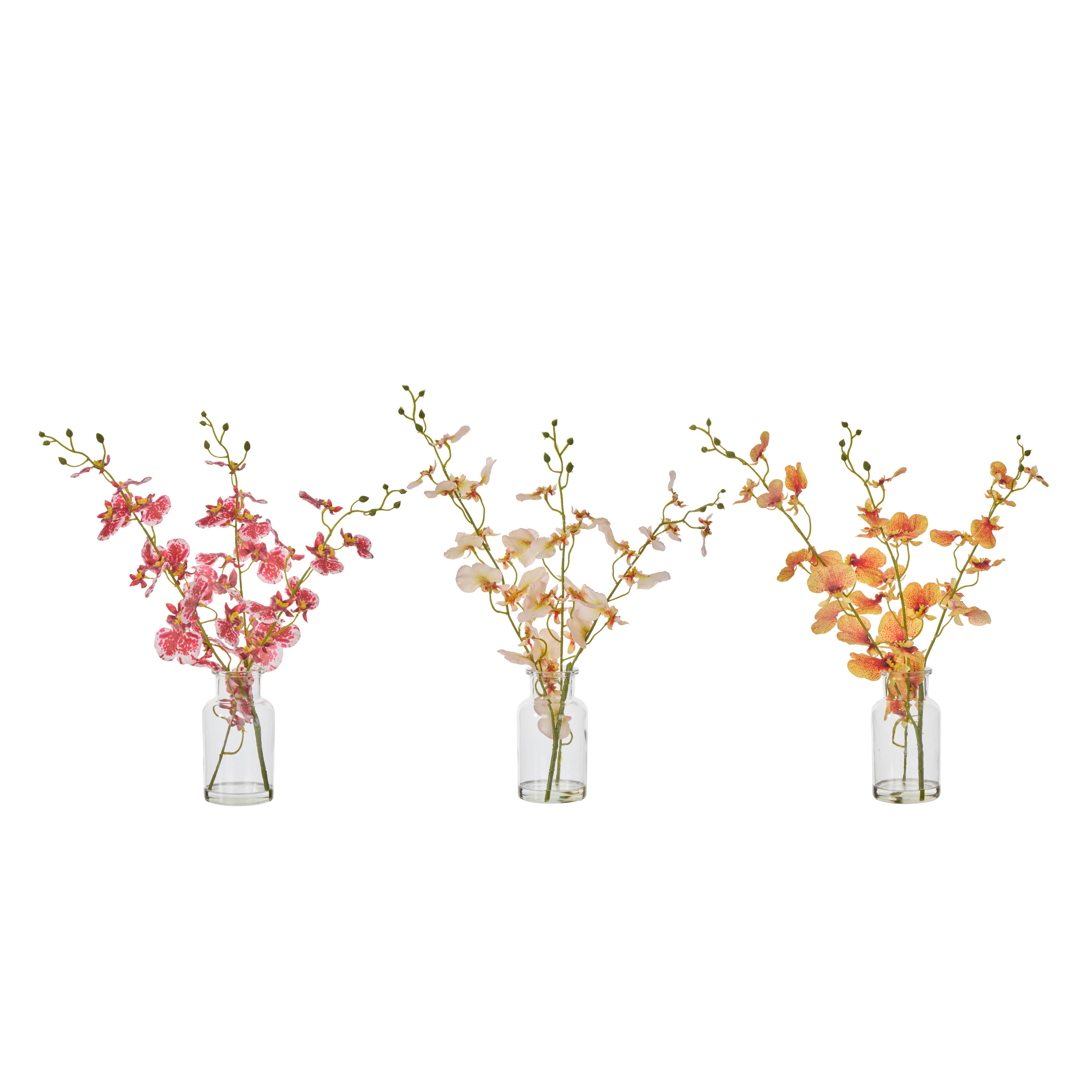 Faux Dancing Orchid - Specimen Bottle | Orange - 36cm