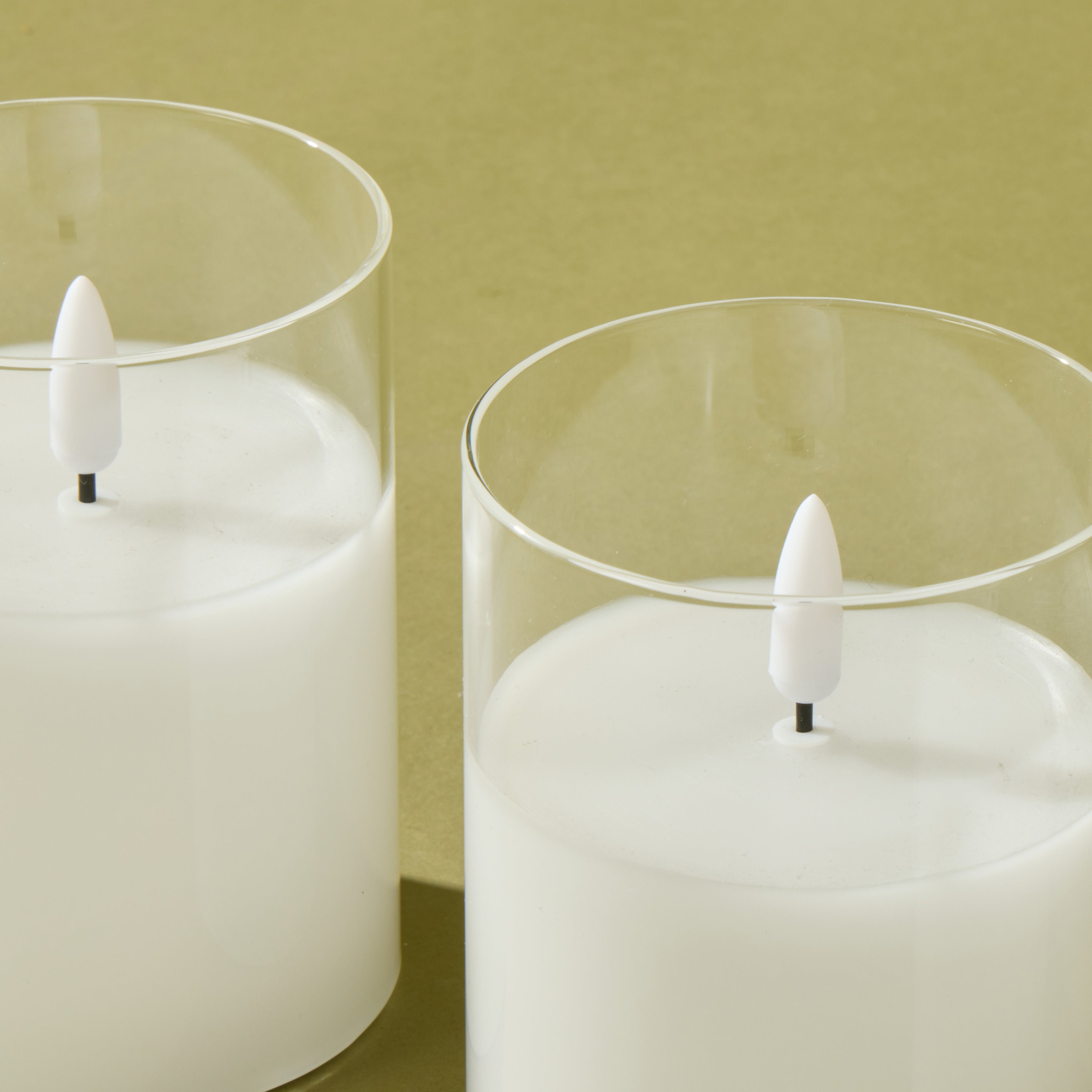 Clear Glass Unaflame LED Candle Set of 3 | 10cm