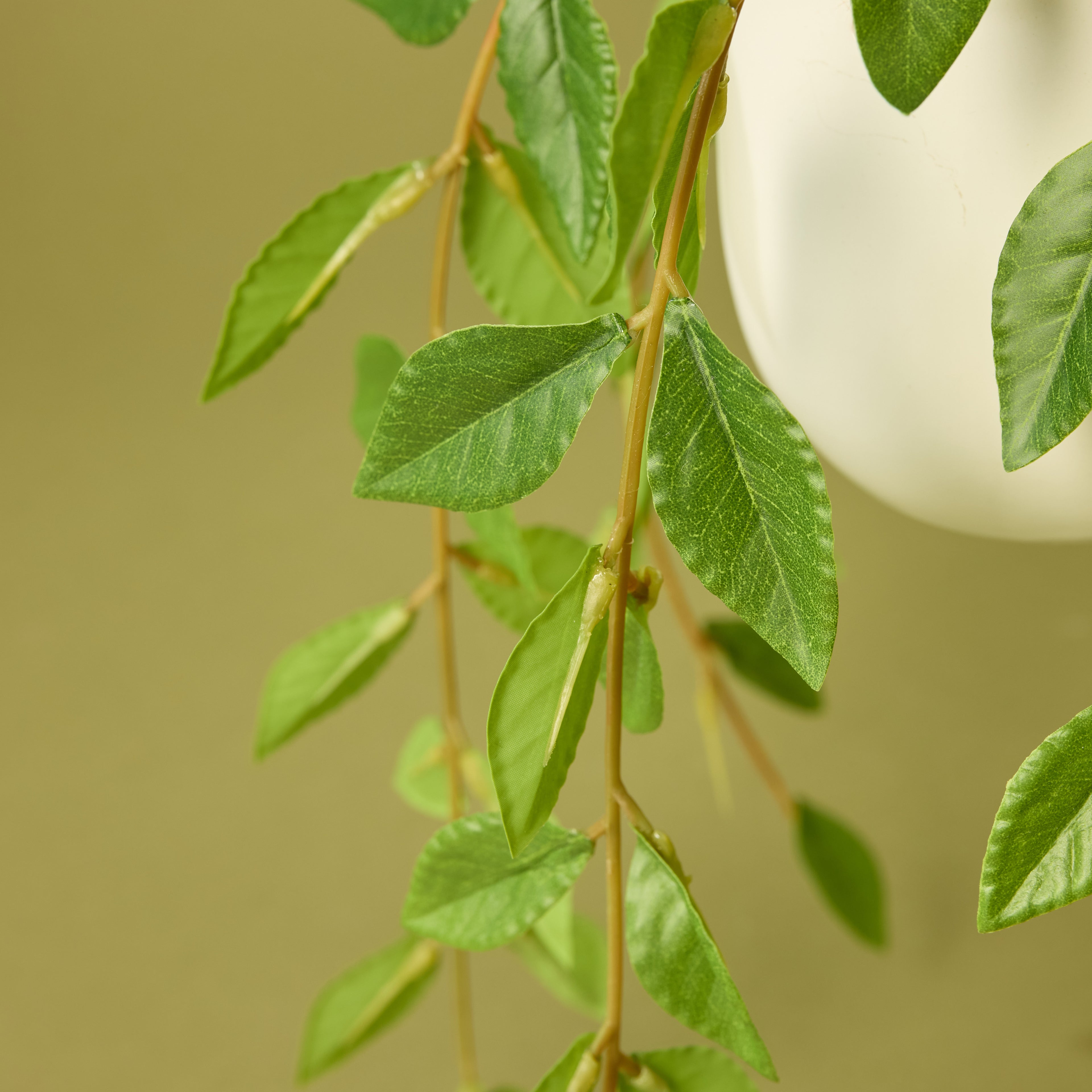 Faux Lush Leaf Hanging Pot | Green - 36cm