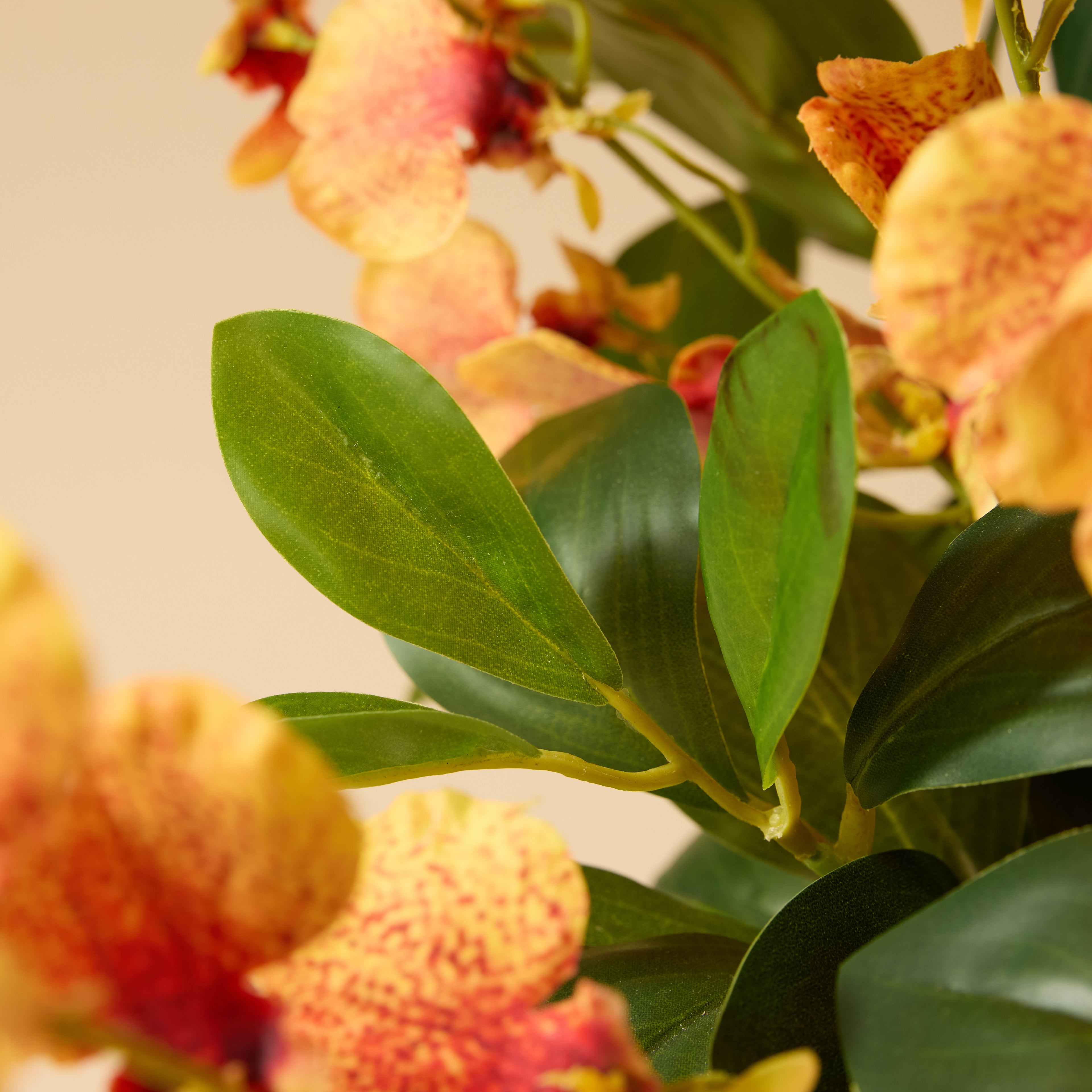 Faux Dancing Orchids - Madelyn Bowl | Orange - 58cm