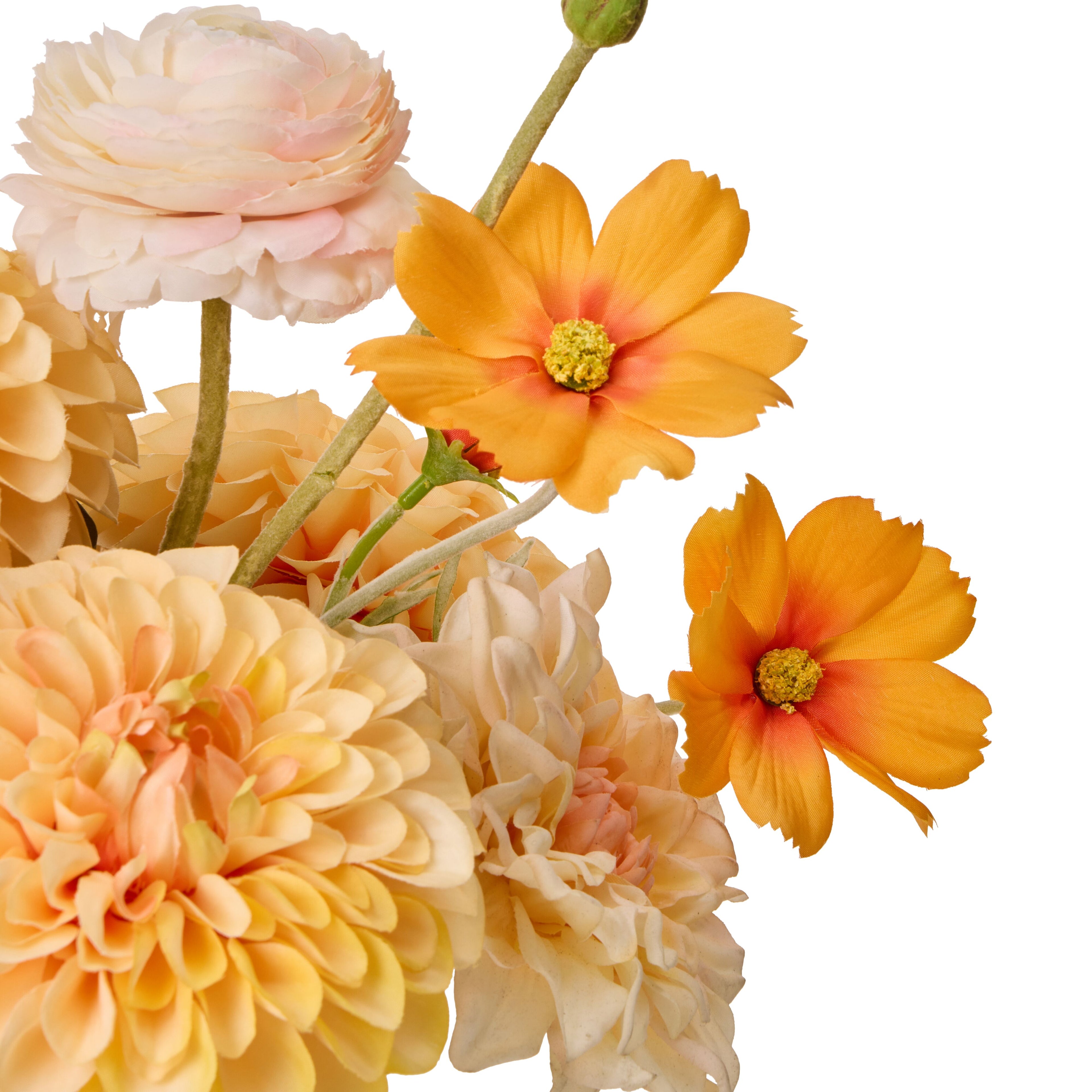 Faux Cosmos Ranunculus Mix - Delos Bowl Planter| Pink - 35cm