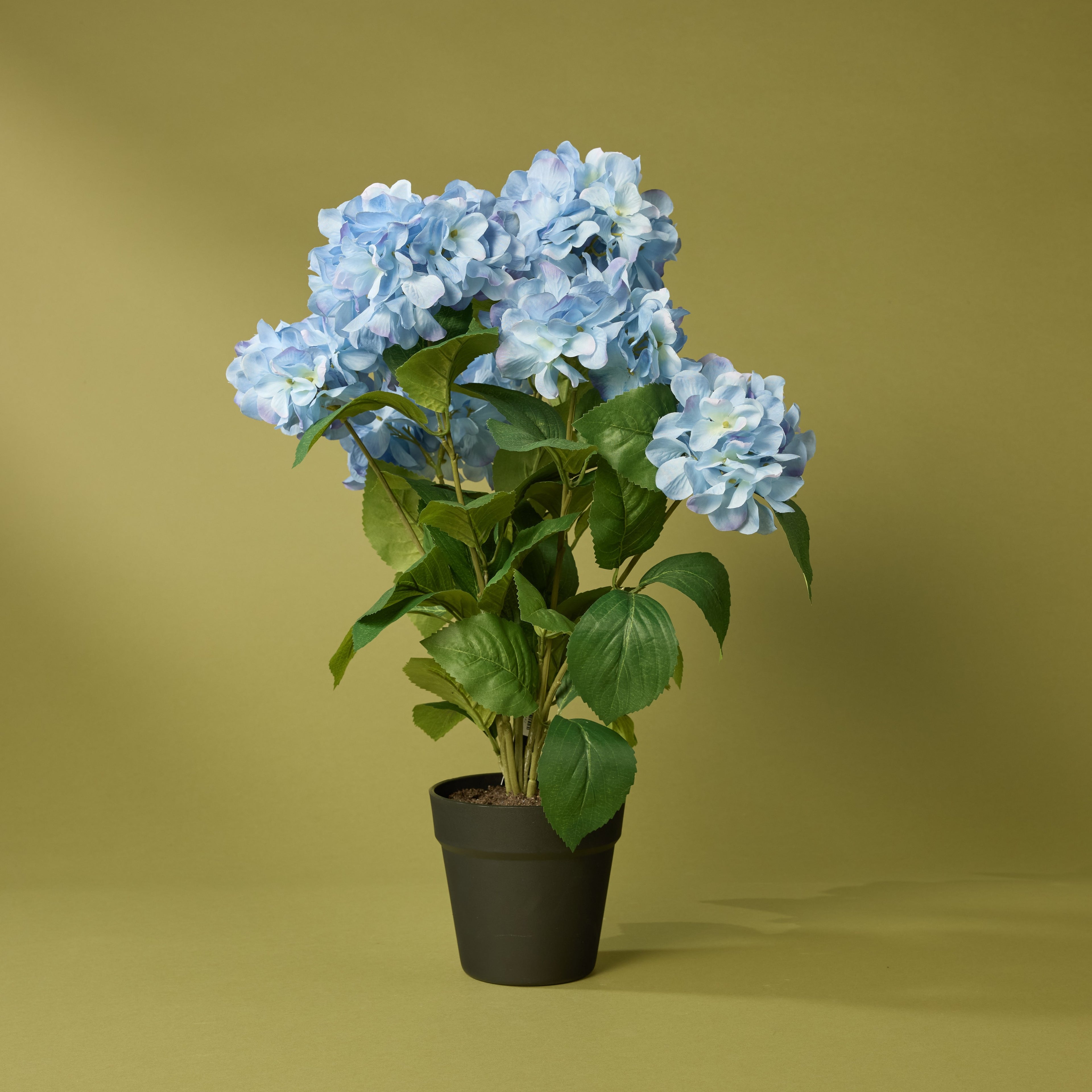 Faux Hydrangea Plant - Garden Pot | Blue - 59cm