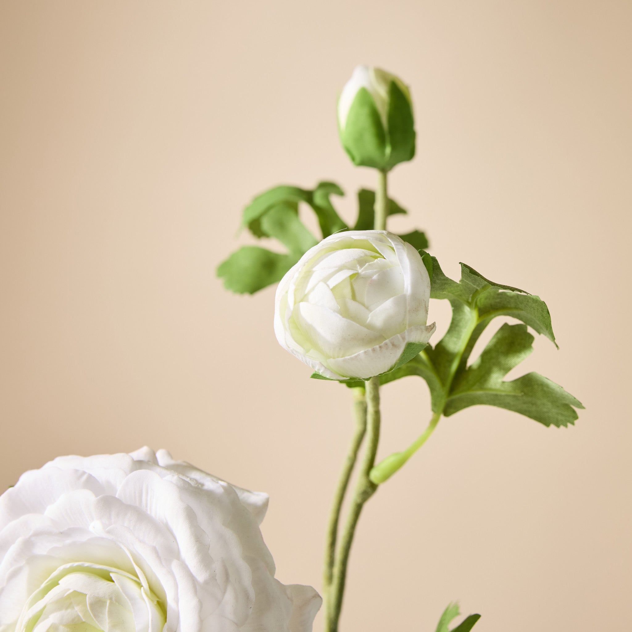 Faux Real Touch Ranunculus Spray | White - 60cm