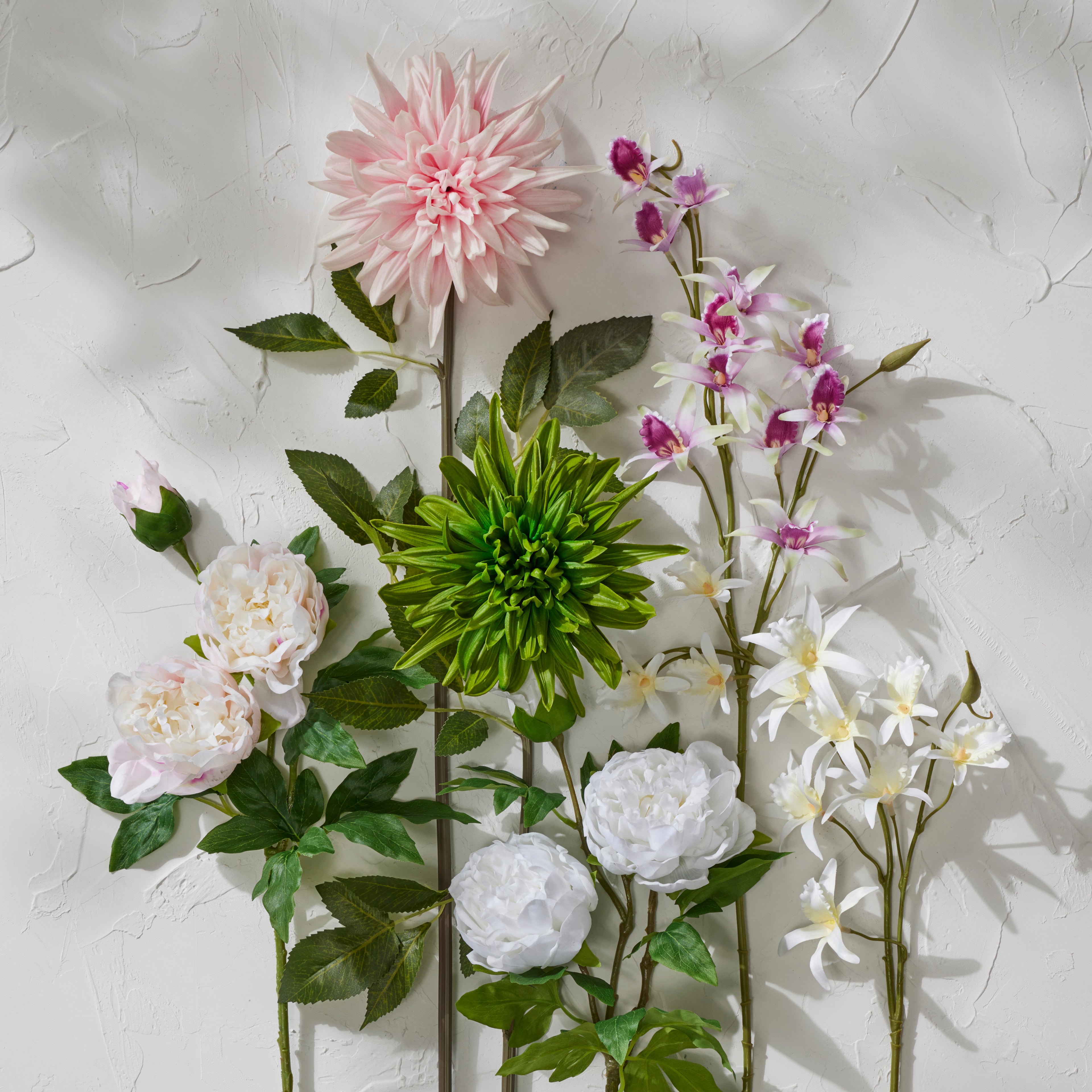 Faux Peony Spray Real Touch | Light Pink & White - 72cm