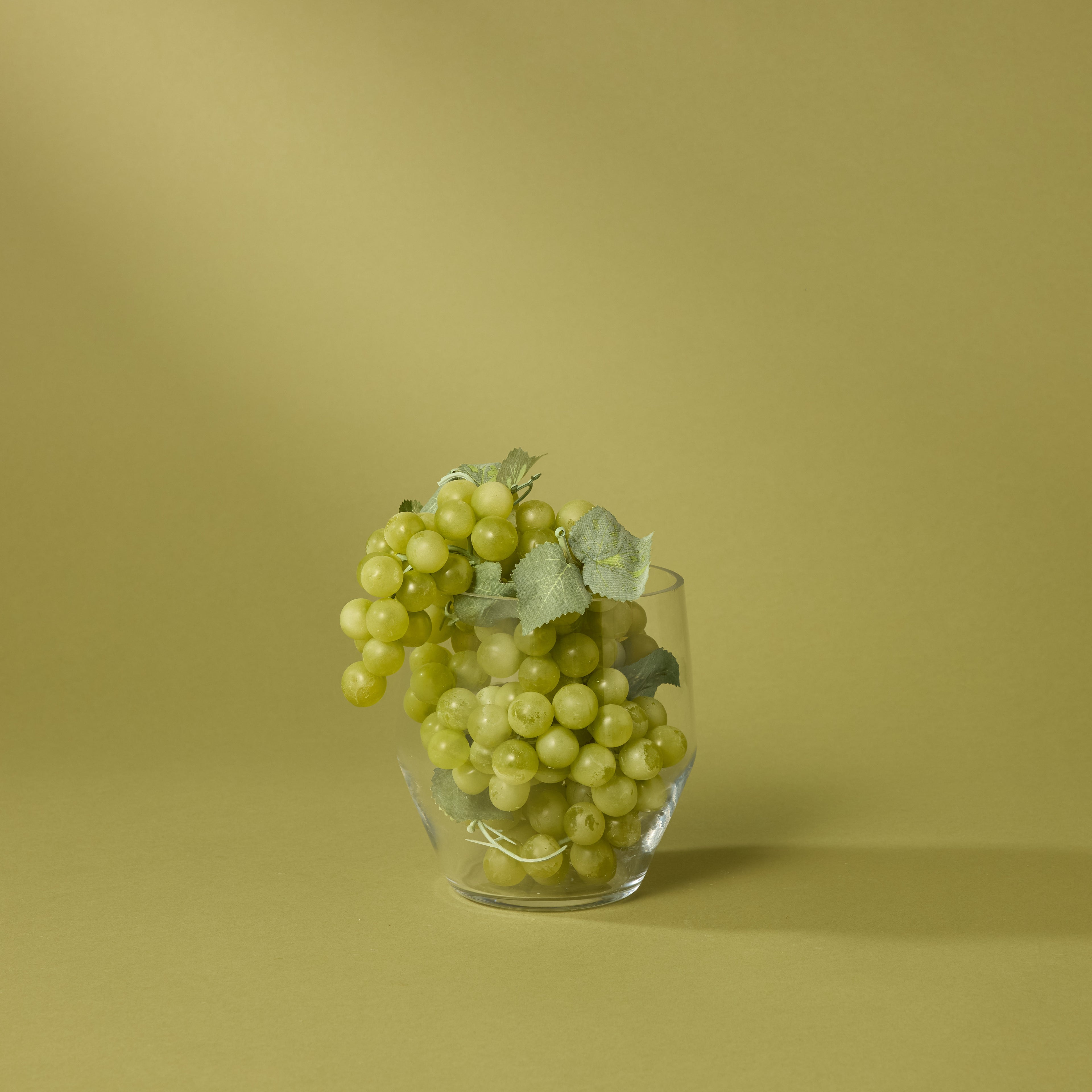 Faux Green Grapes With Leaves | 19cm