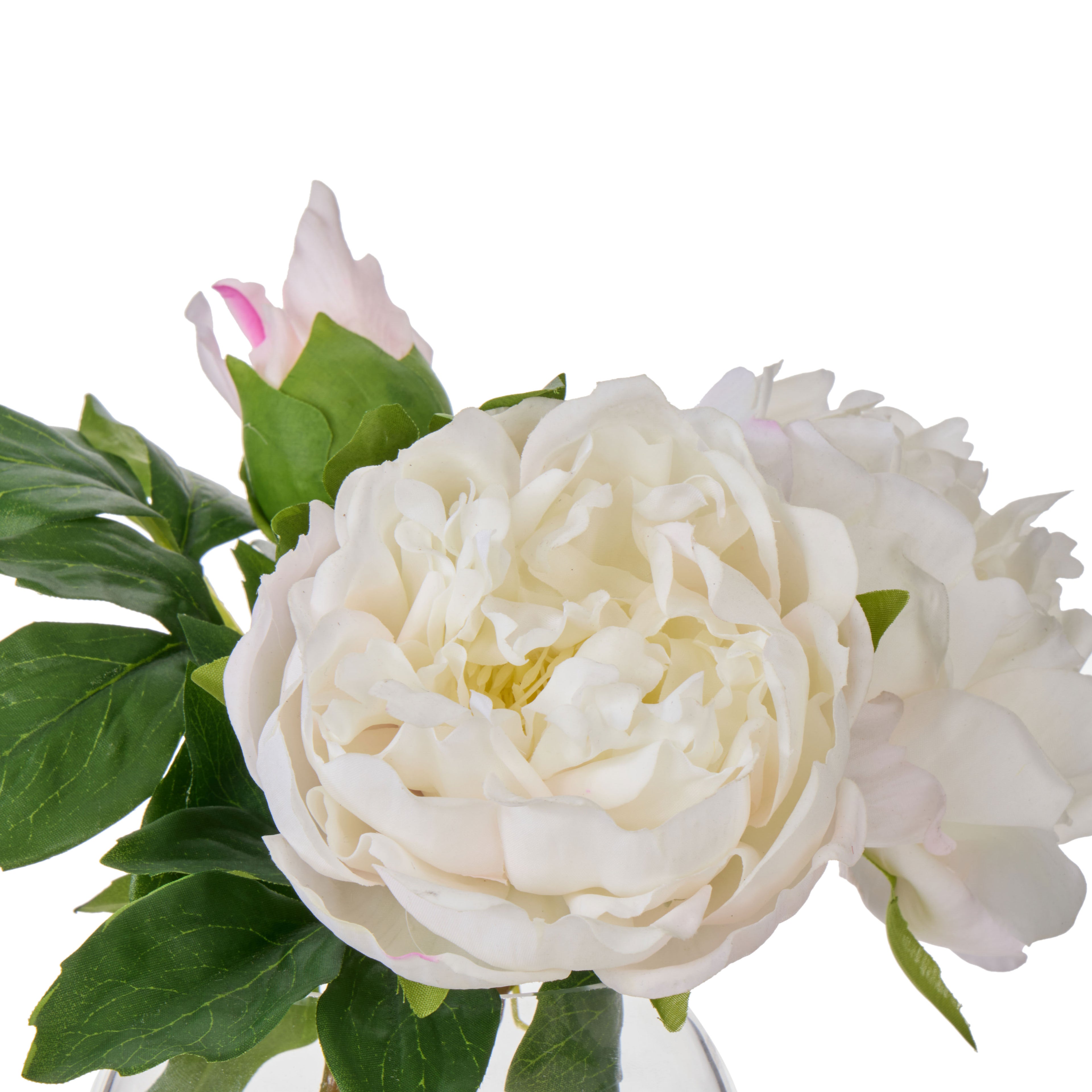 Faux Peony - Sphere Vase | White - 25cm