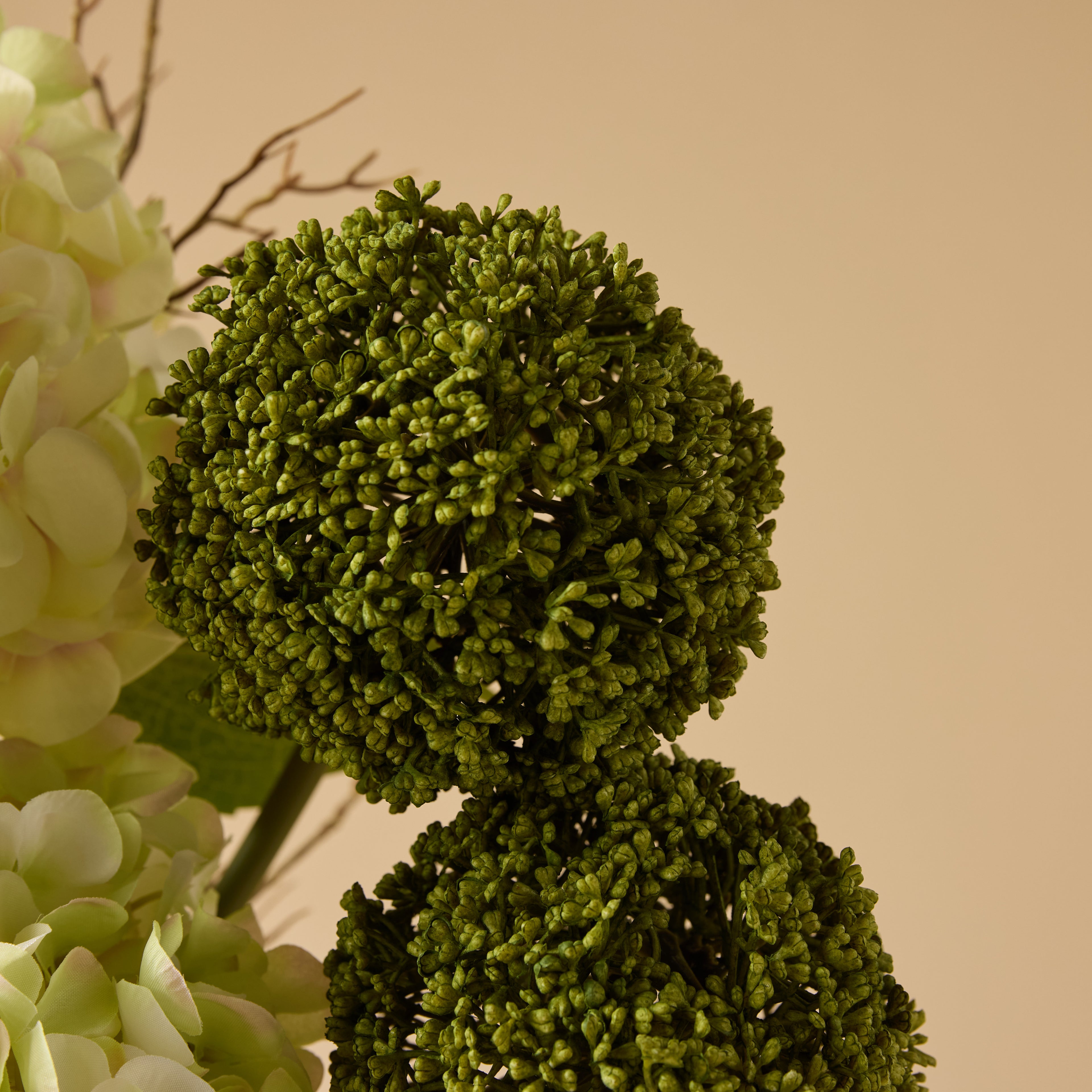 Faux Hydrangea Allium Arrangement - Maliah Pot | Green - 76cm