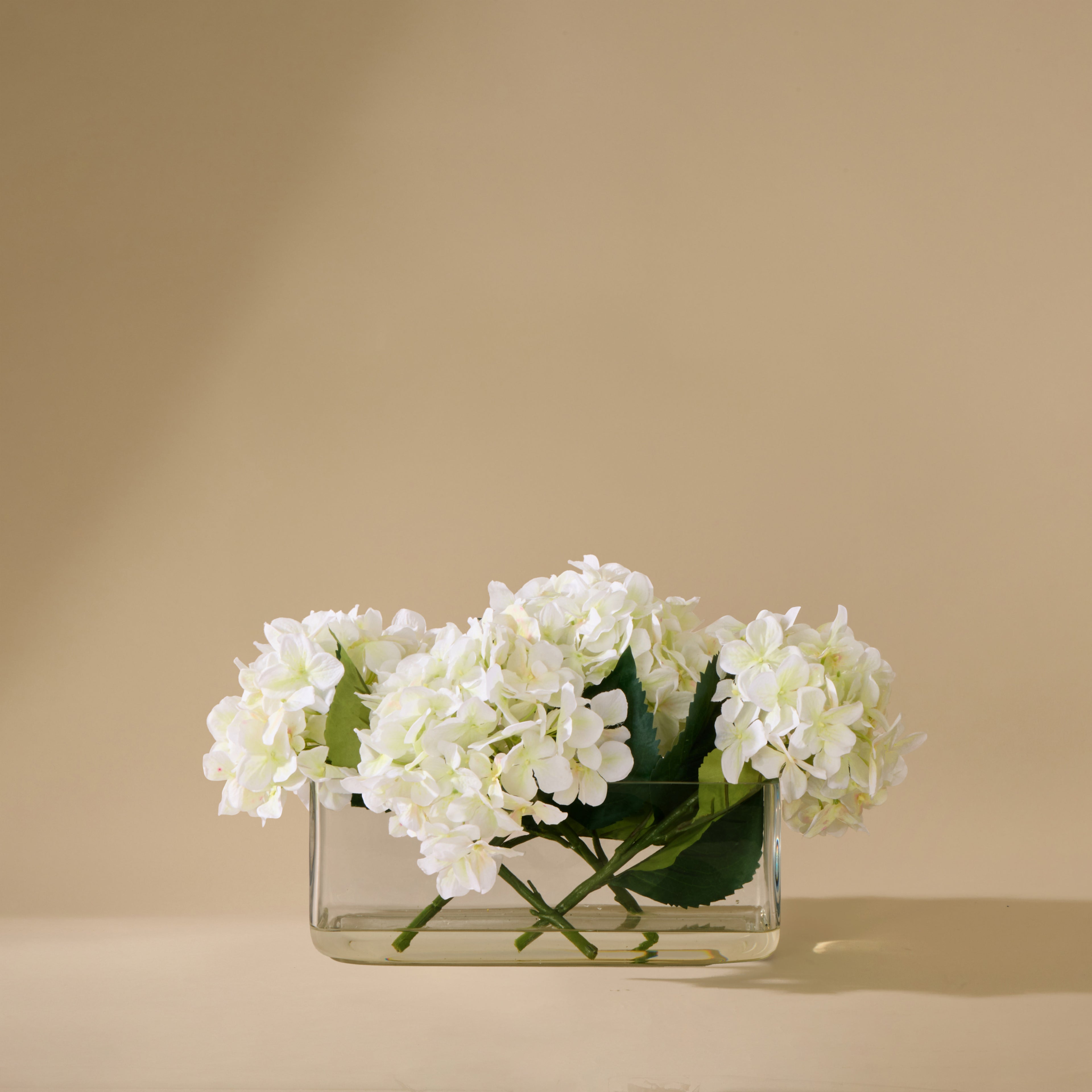Faux Hydrangea - Esme Trough Vase | White - 25cm