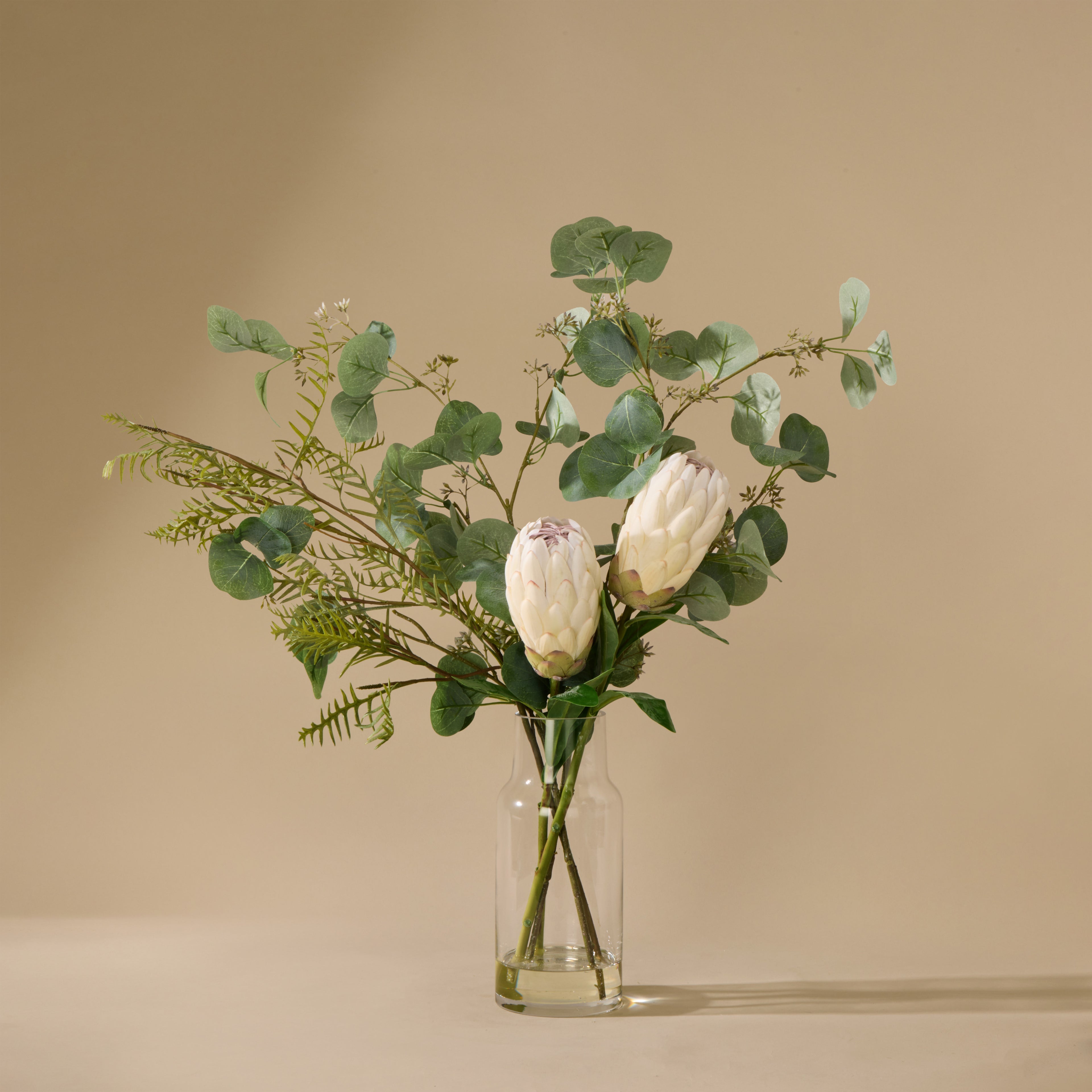 Faux Protea Eucalyptus Mix - Rachel Vase | Cream - 68cm