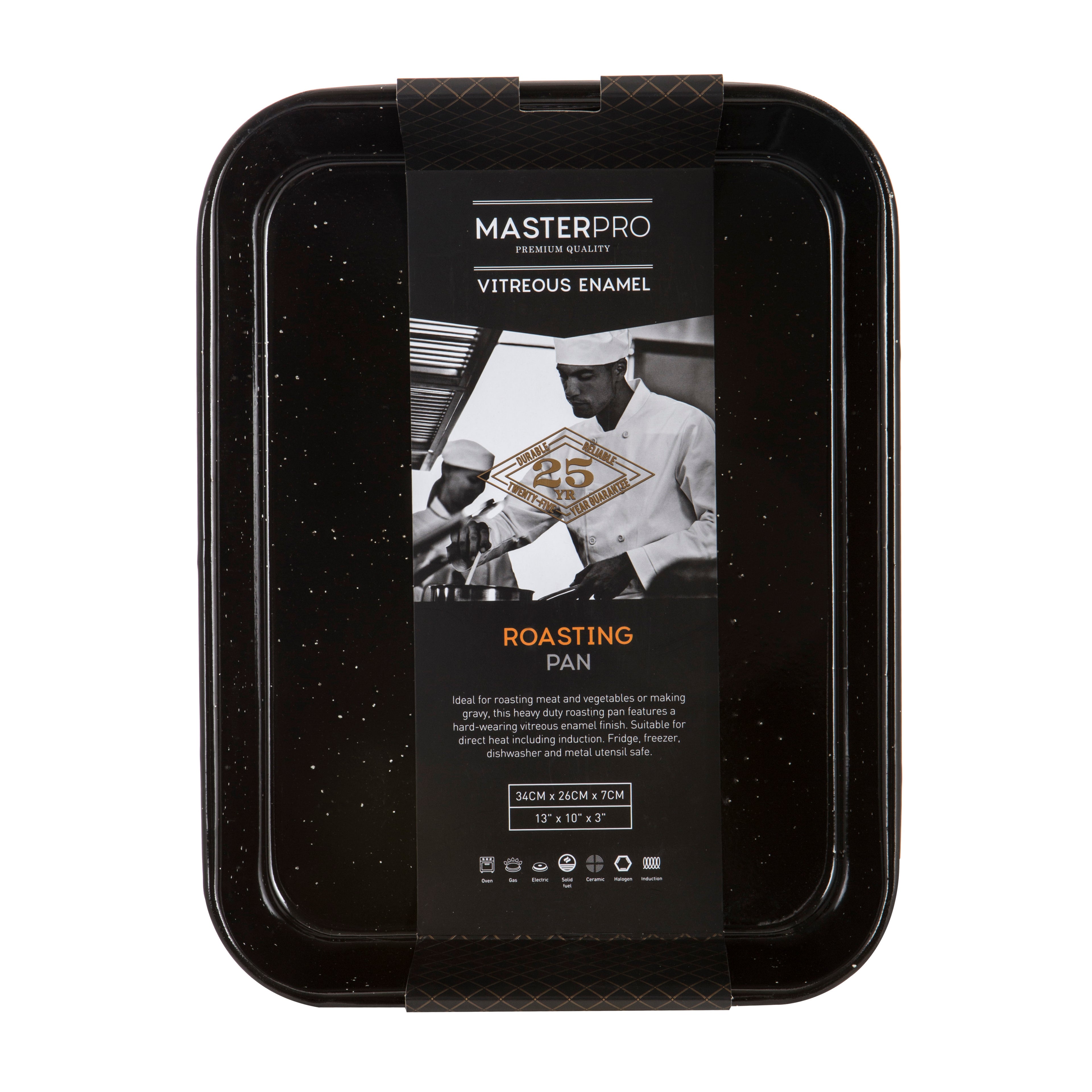 MasterPro Professional Vitreous Enamel Roasting Pan Black