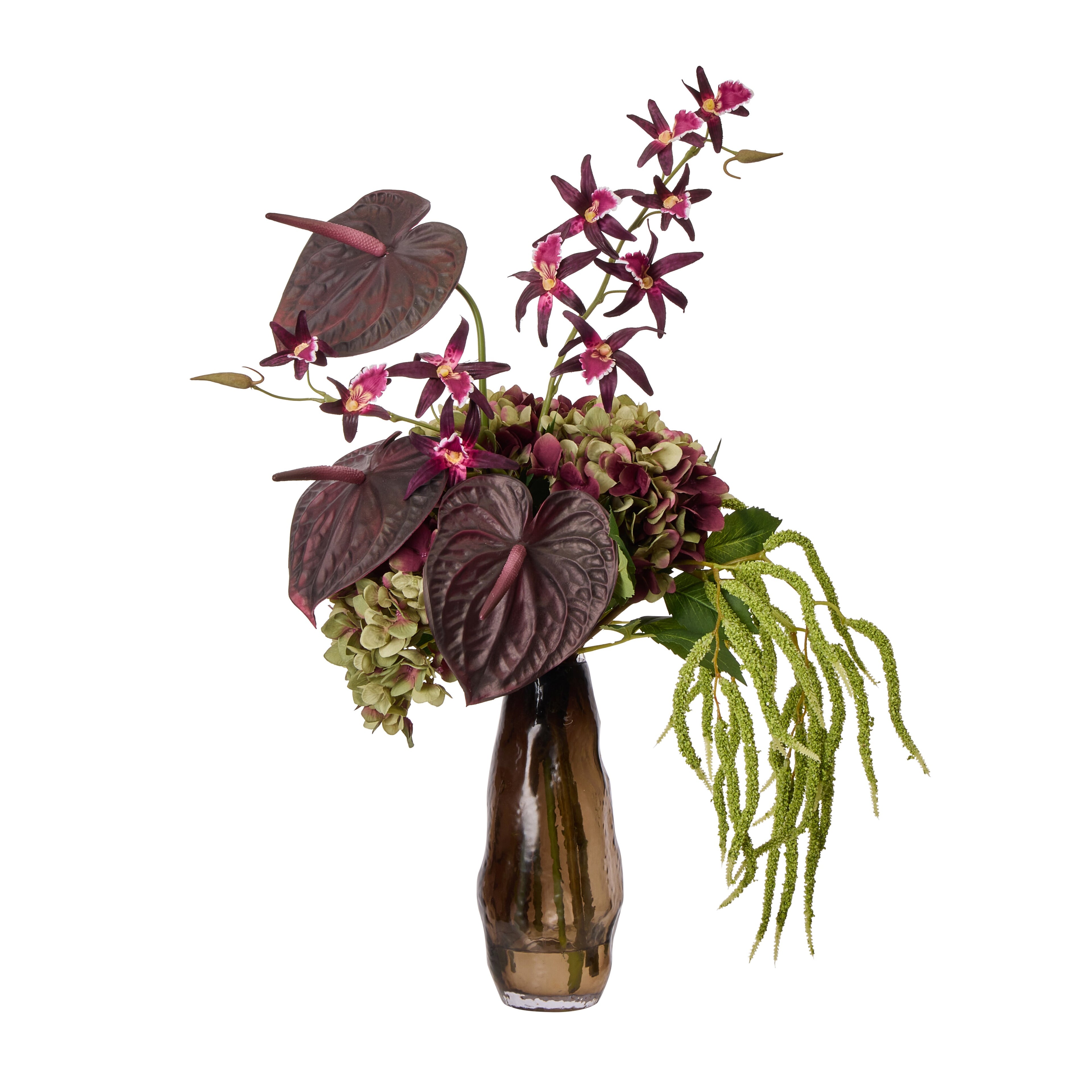 Faux Anthurium Hydrangea Mix - Miya | Burgundy - 73cm