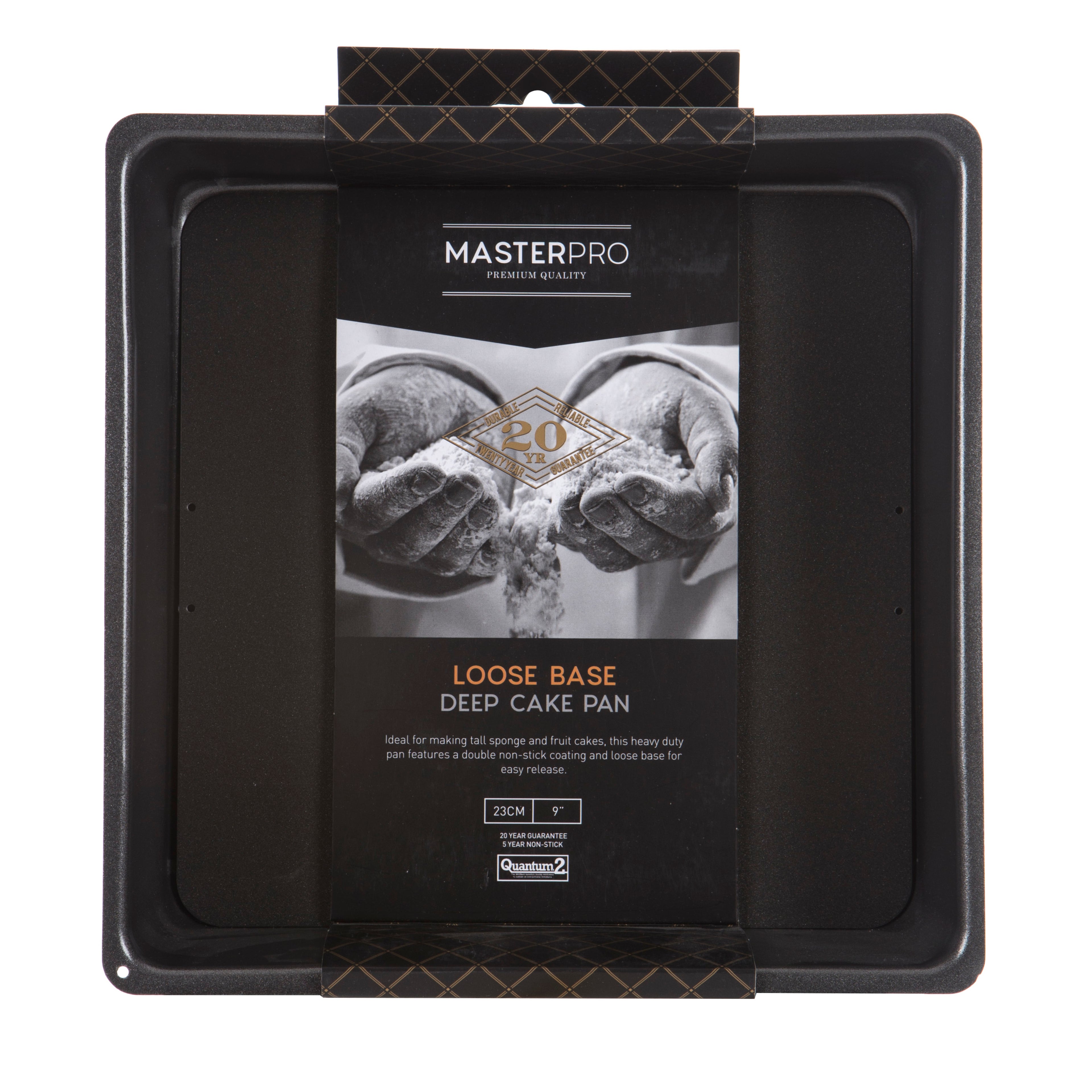 MasterPro Non-Stick Loose Base Square Deep Cake Pan Black