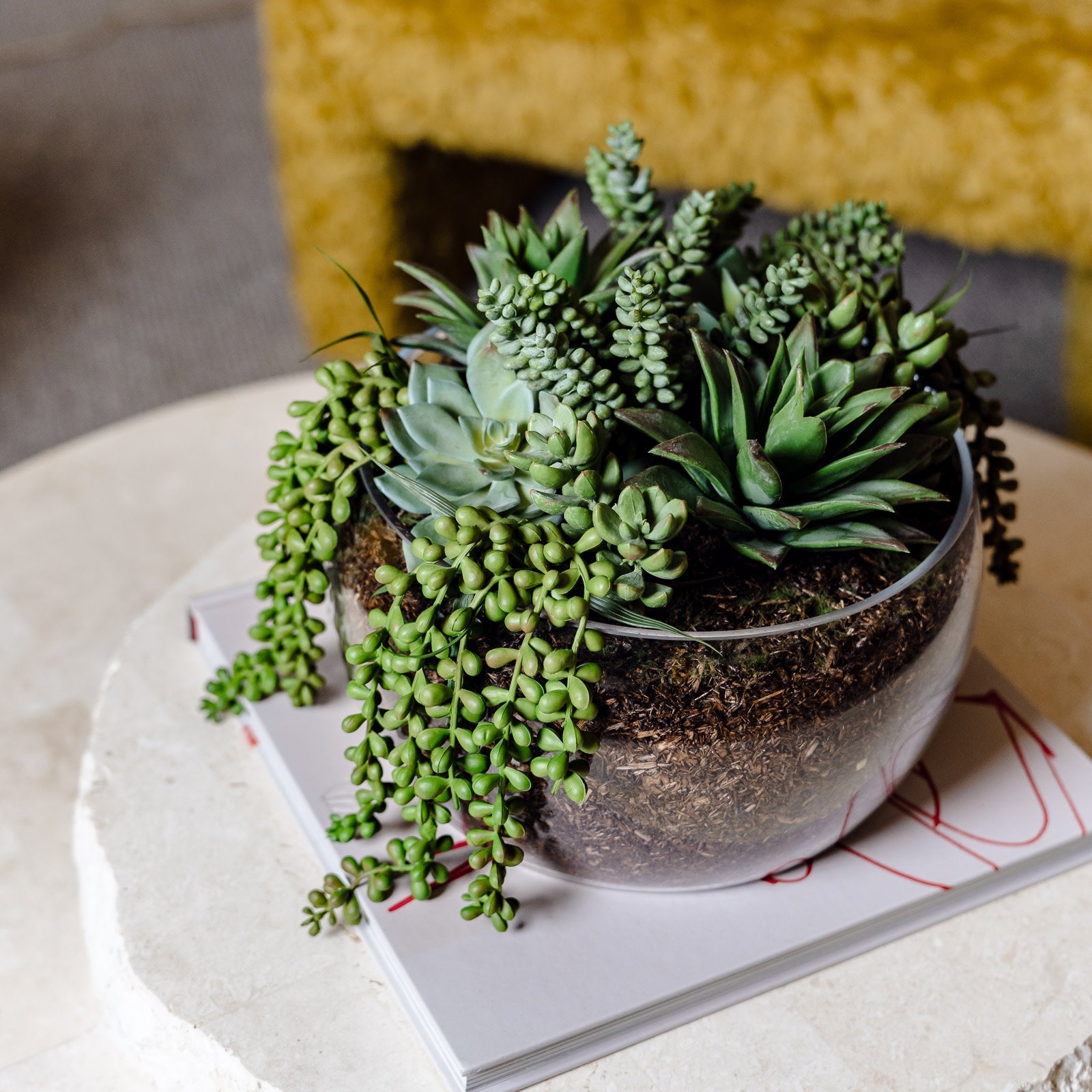 Faux Succulent Mix - Scarlett Bowl | 34cm