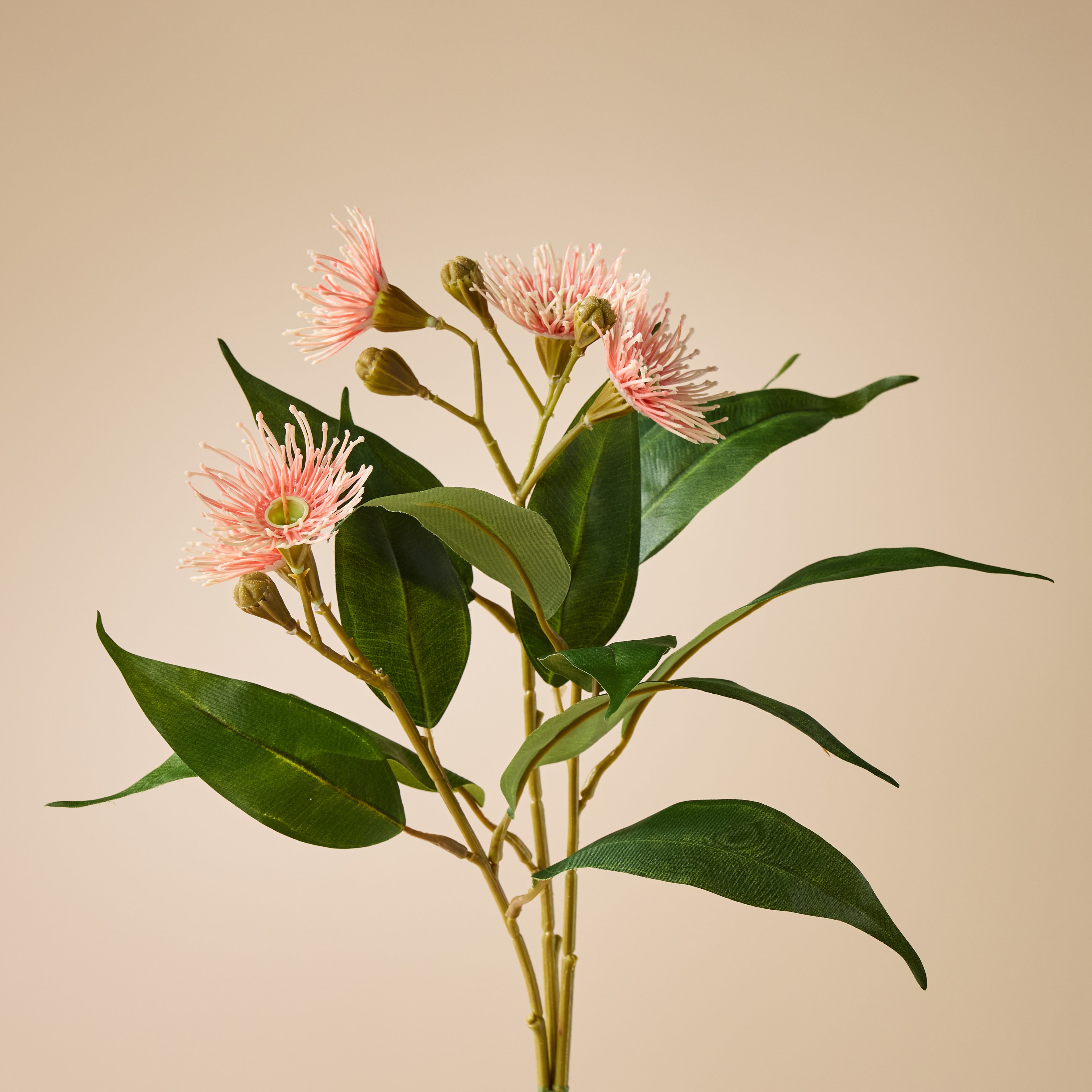 Faux Eucalyptus Flower Spray | Pink - 62cm