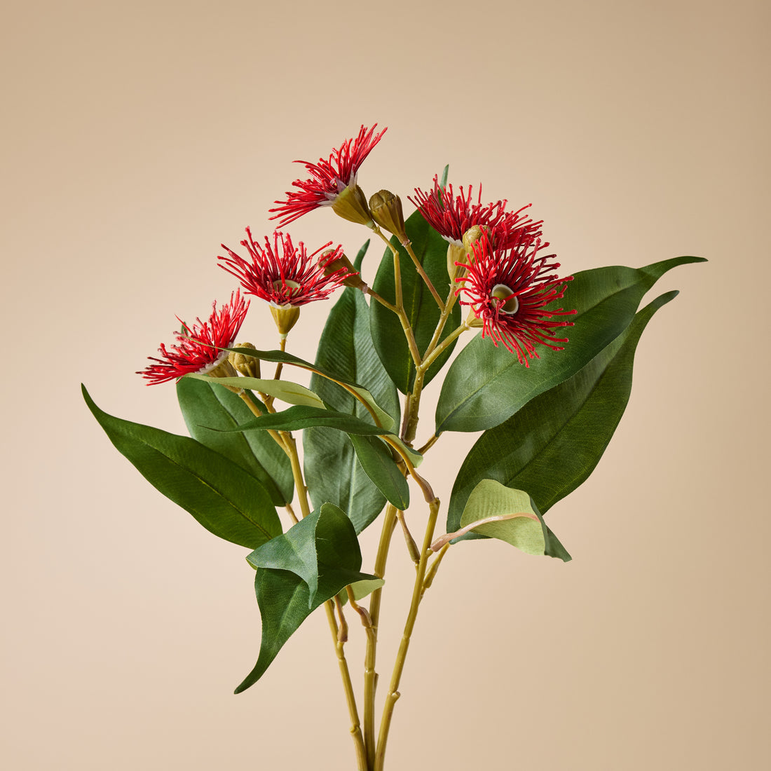 Faux Eucalyptus Flower Spray | Red - 62cm