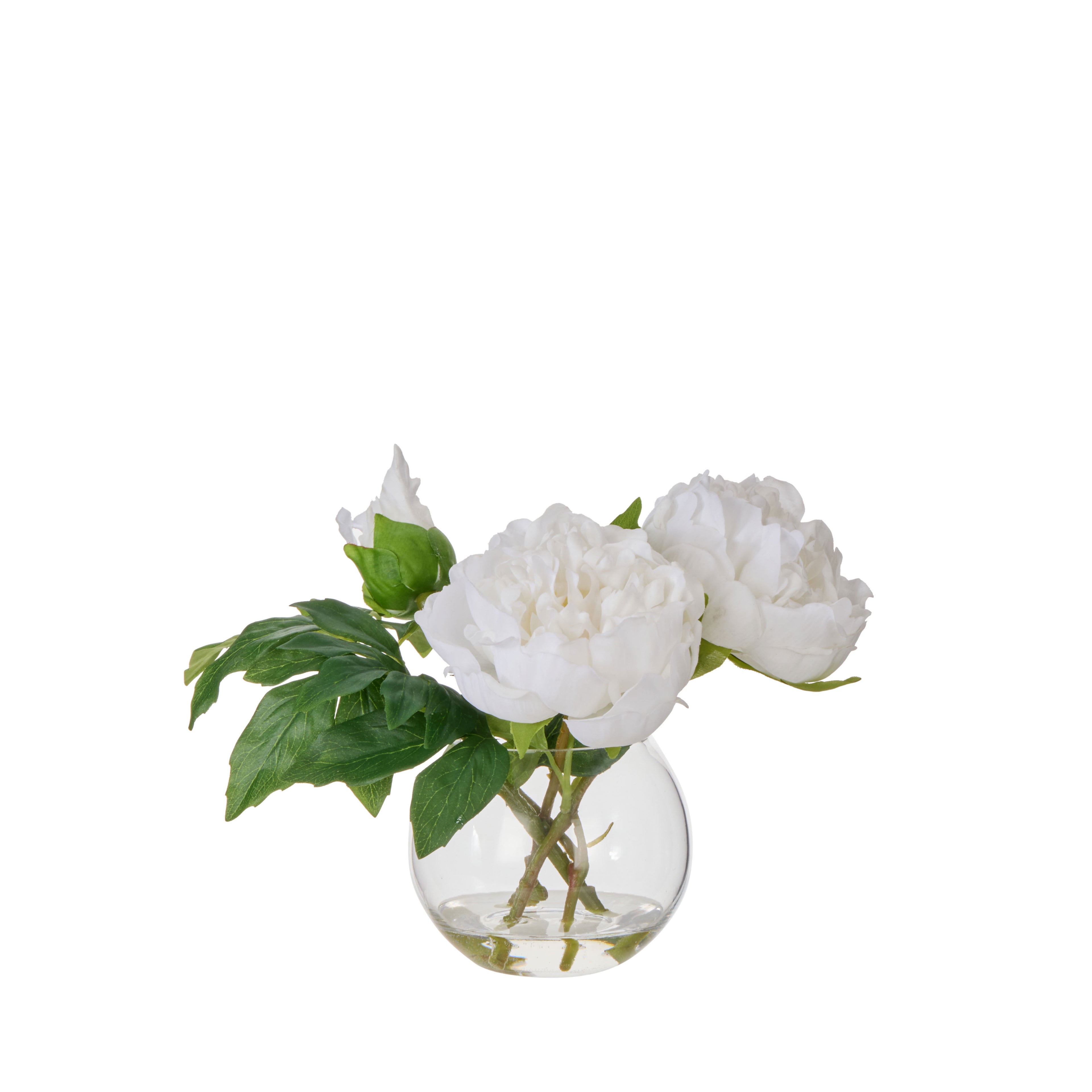 Faux Peony - Sphere Vase| White - 25cm
