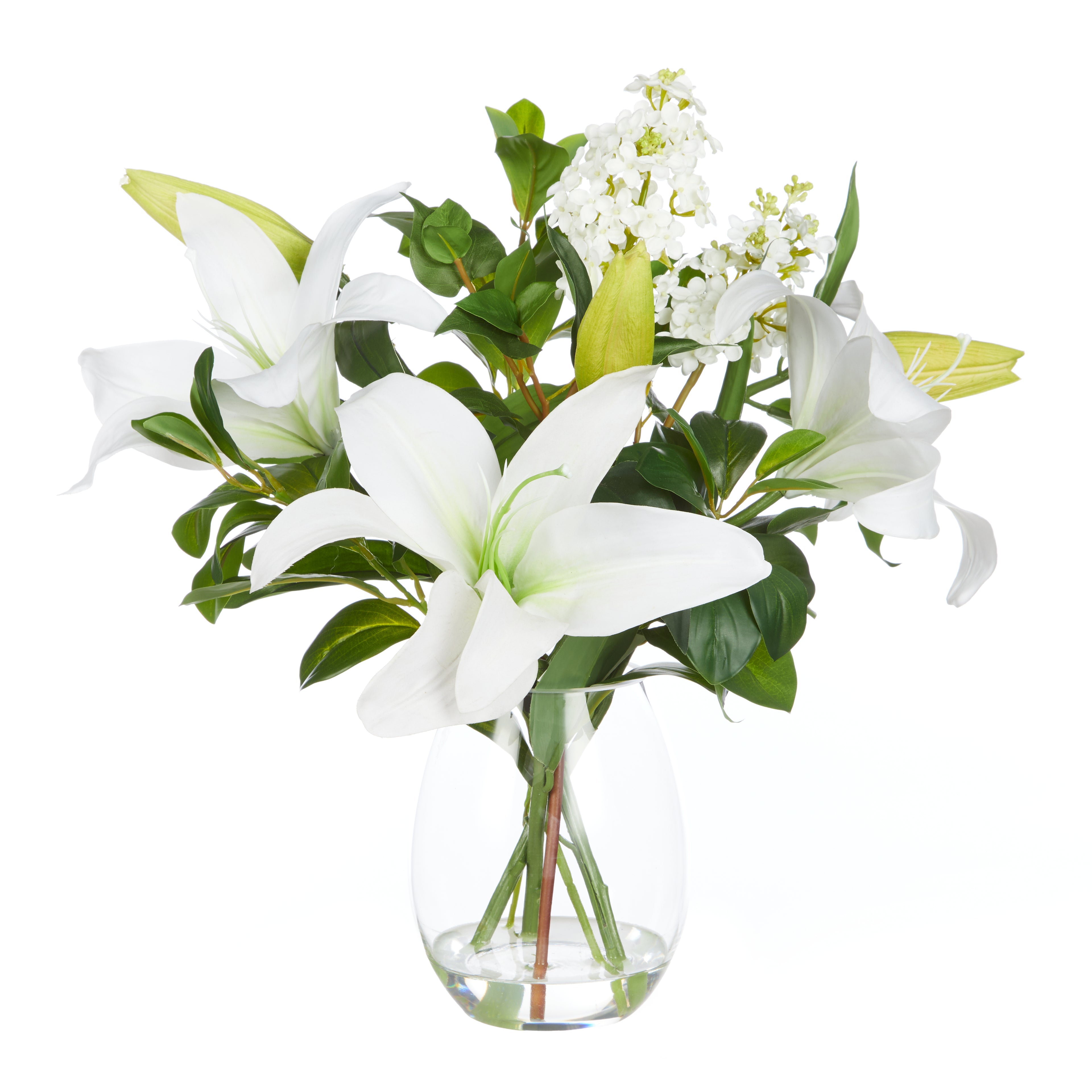Faux Casablanca Lily Garden Mix Arrangement - Nara Vase | 49cm