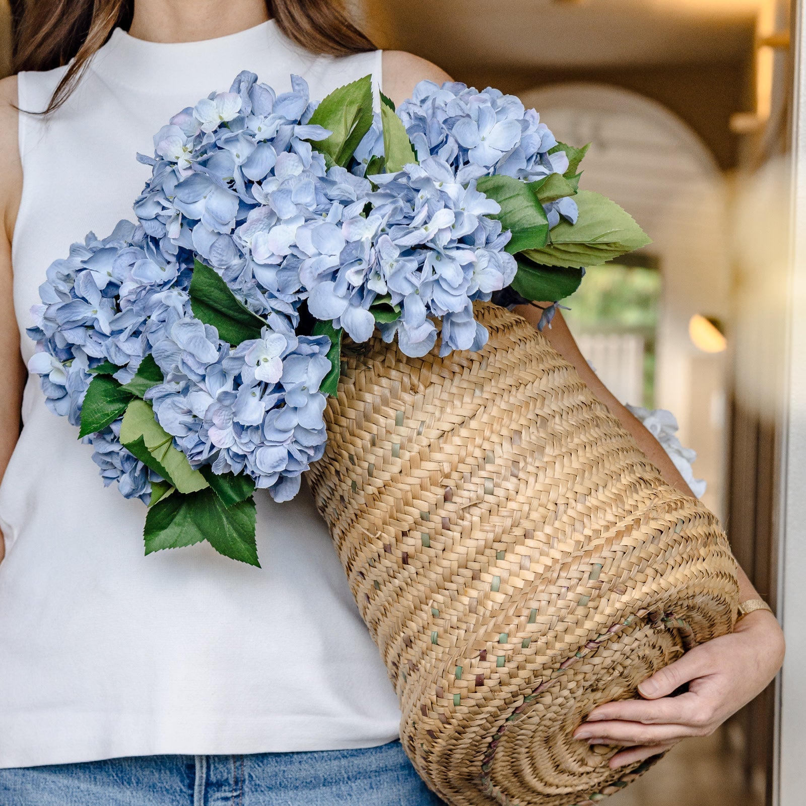 Faux Hydrangea Bush | Soft Blue - 45cm
