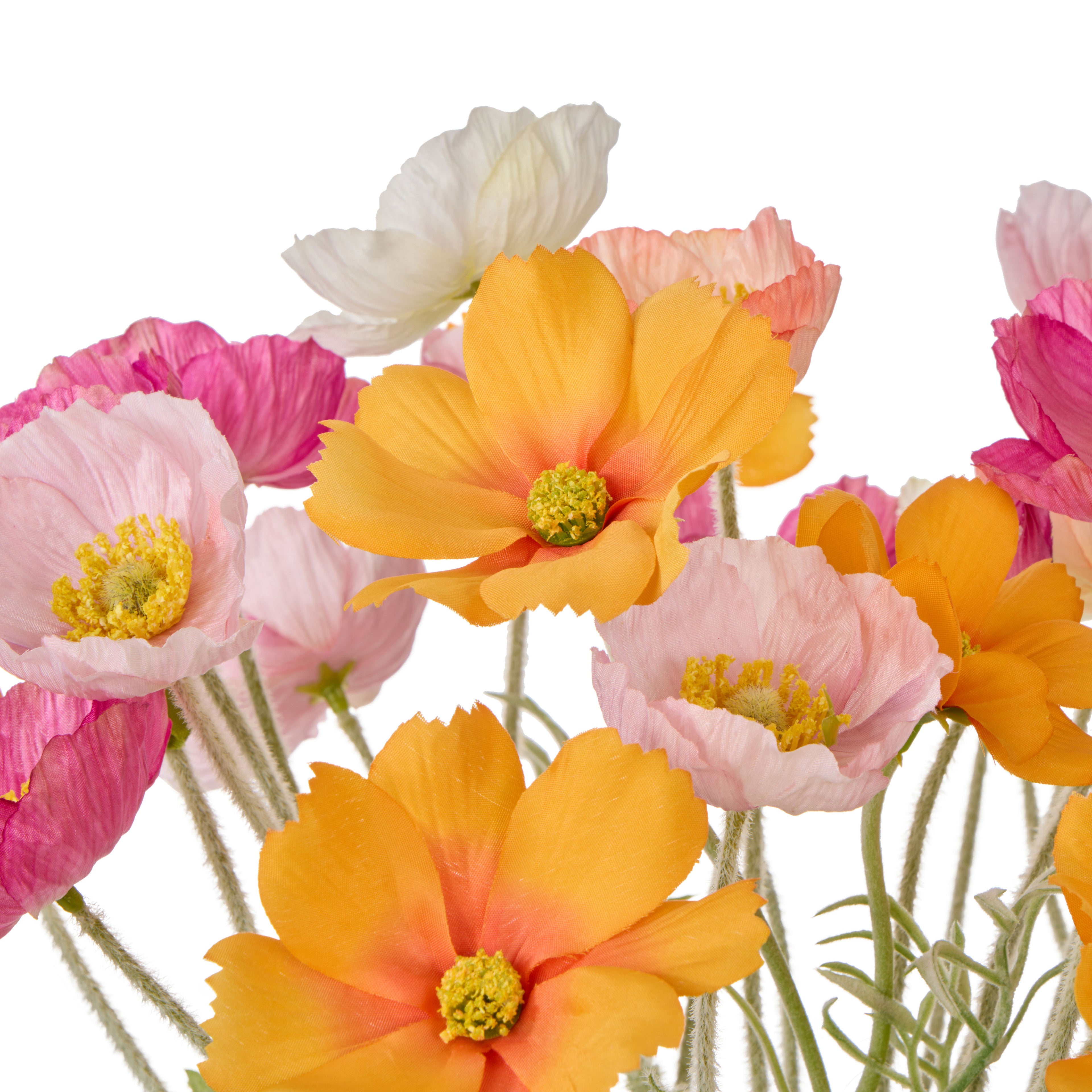 Faux Poppy Garden - Delos Planter | Pink - 33cm