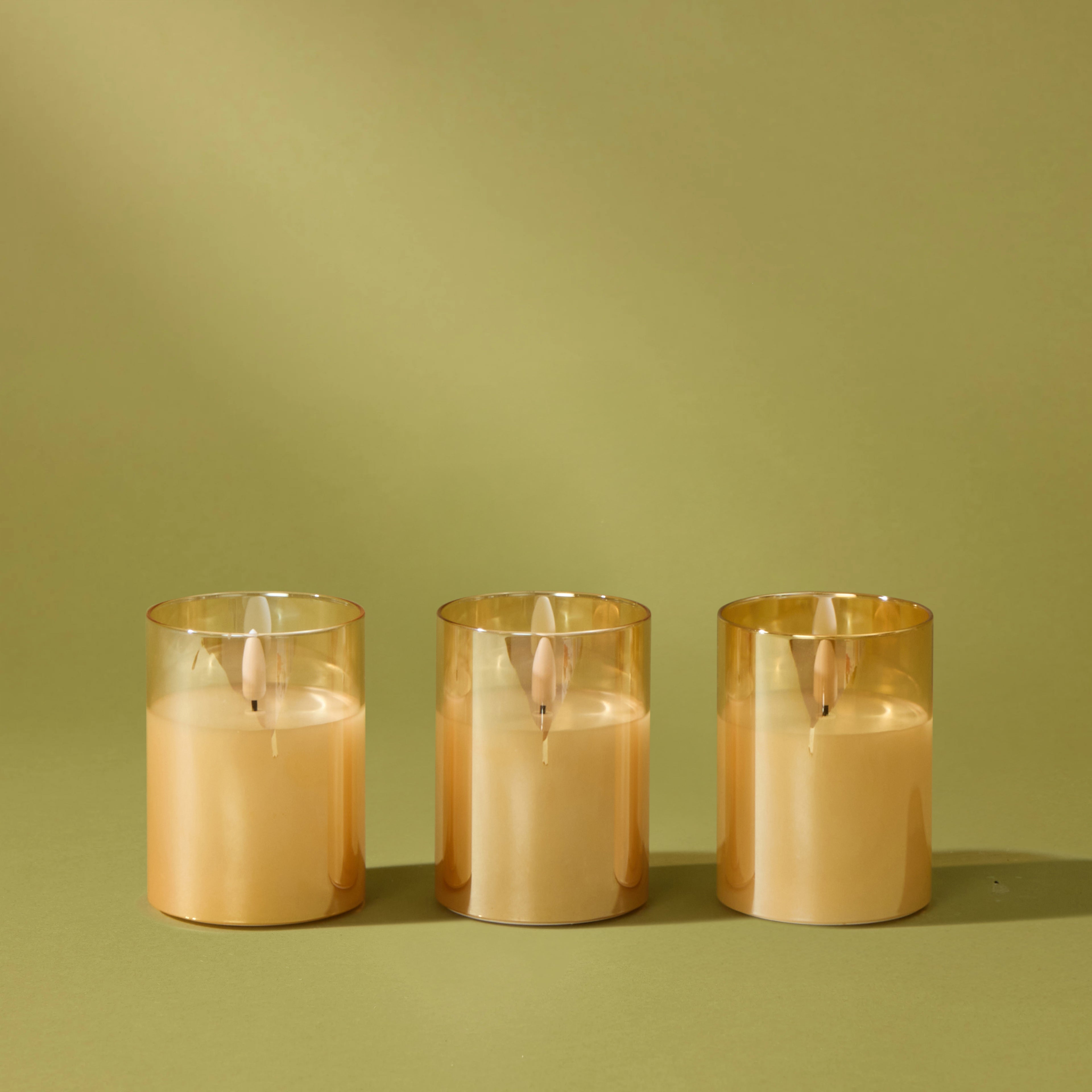 Amber Unaflame LED Candle Set of 3 | 10cm
