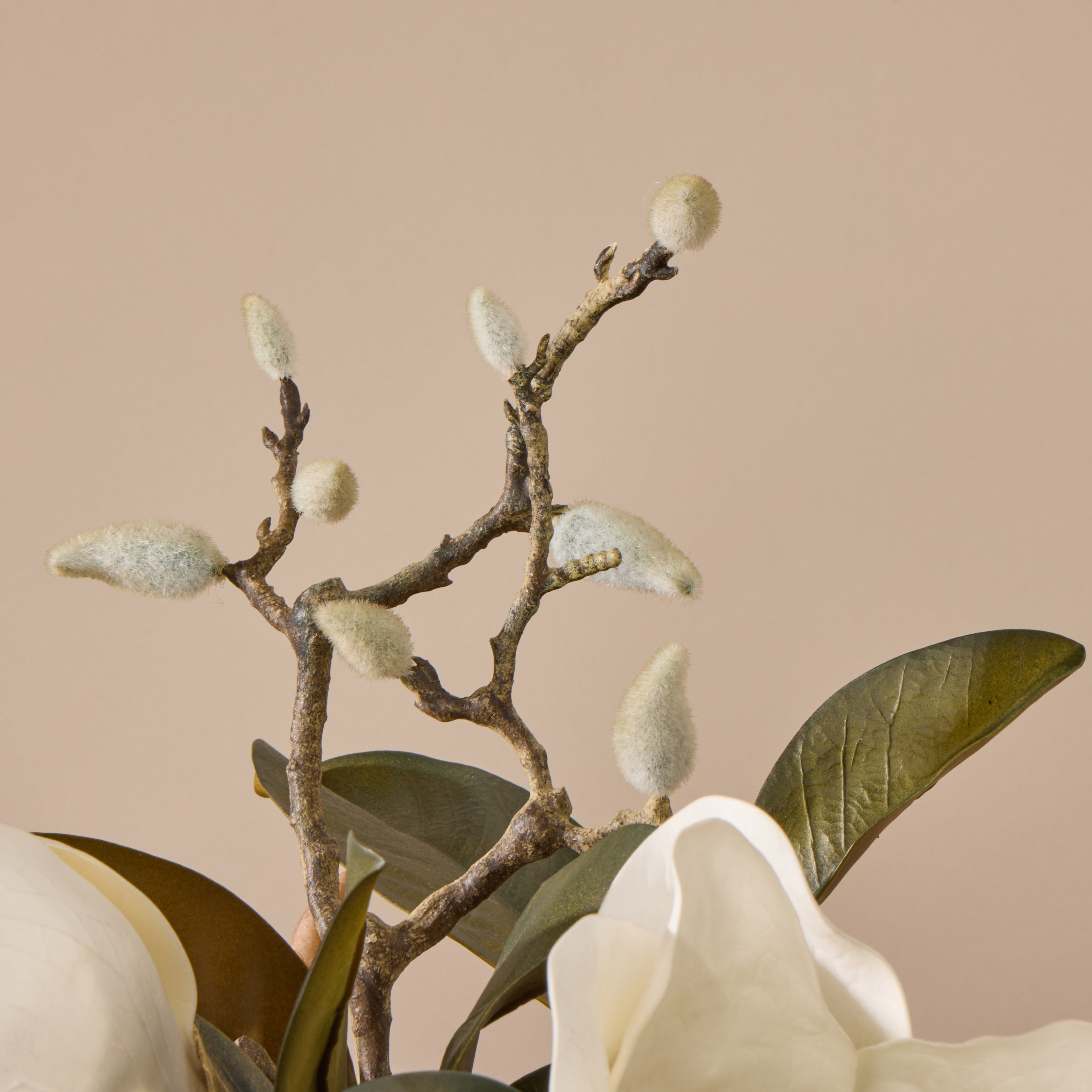 Faux Magnolia Mix - Agra Ribbed Planter | White - 59cm