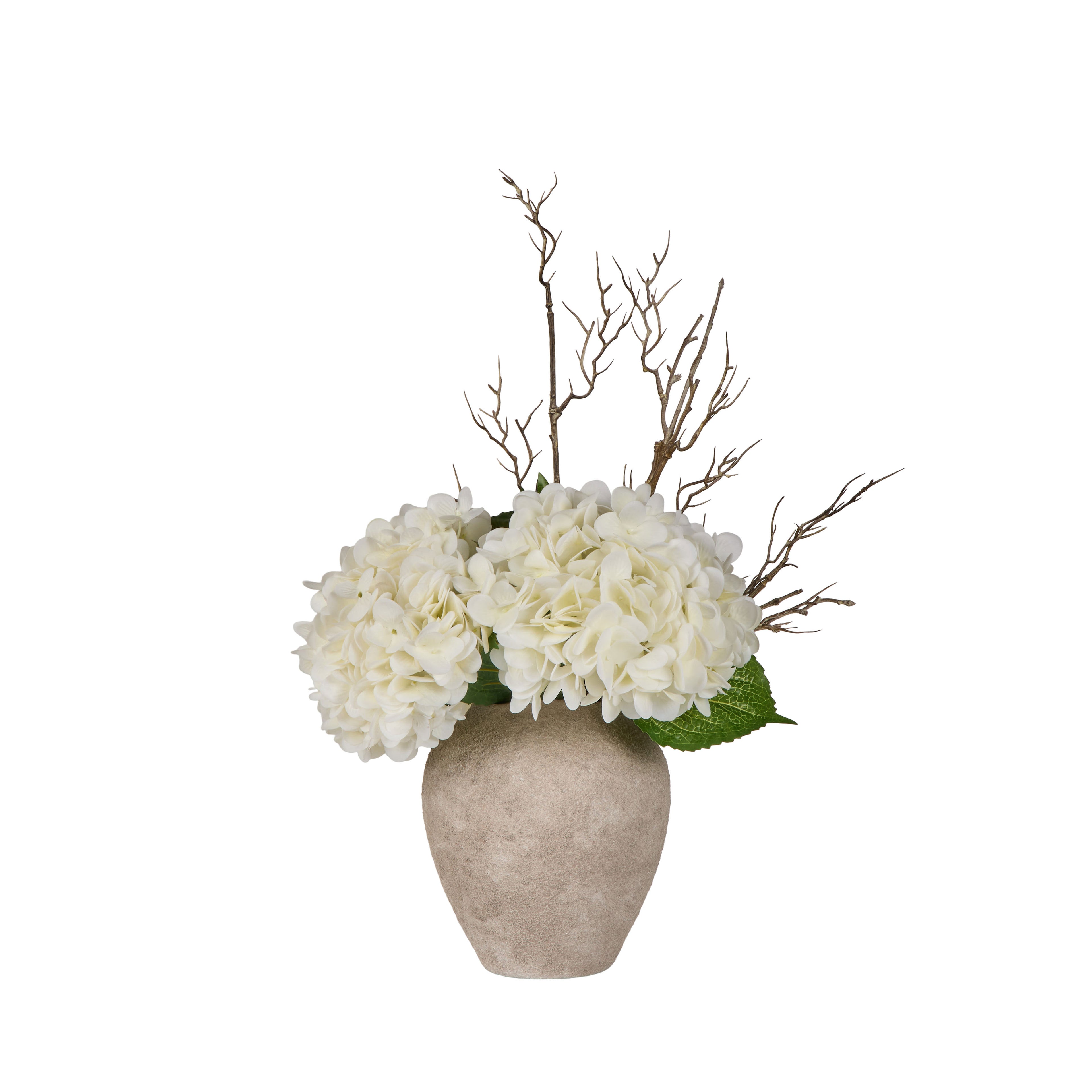 Faux Hydrangea Twig - Elise Vase | White - 59cm