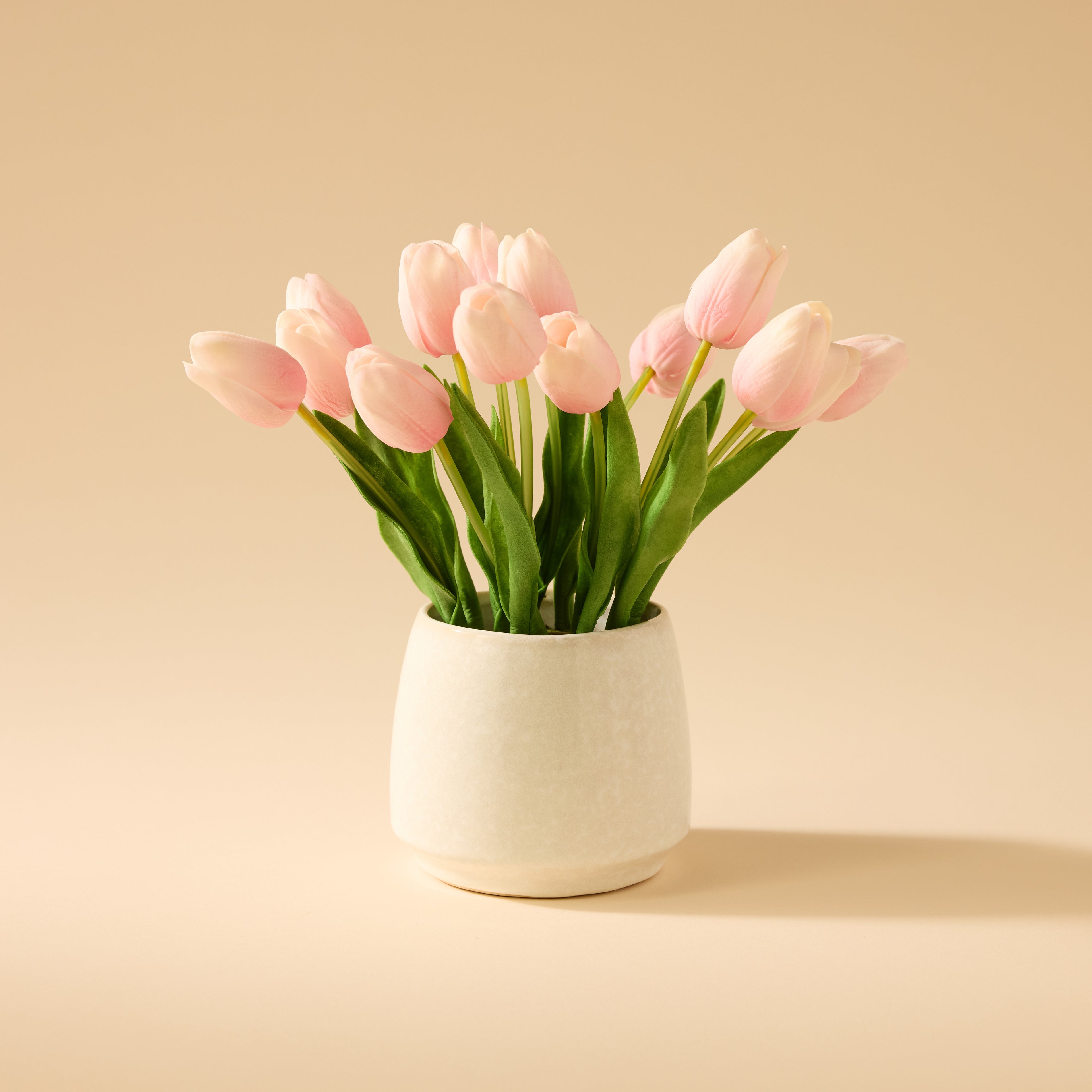 Faux Tulip Arrangement - Gianna Pot | Light Pink - 32cm