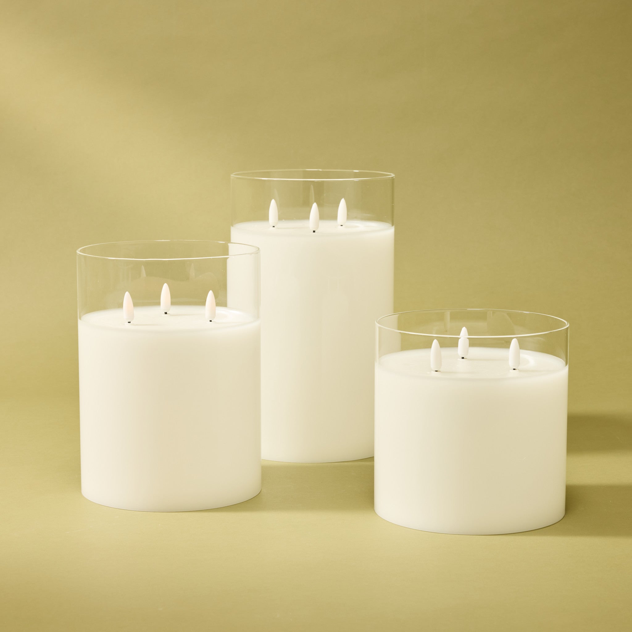 Glass Triflame LED Candle | 20cm