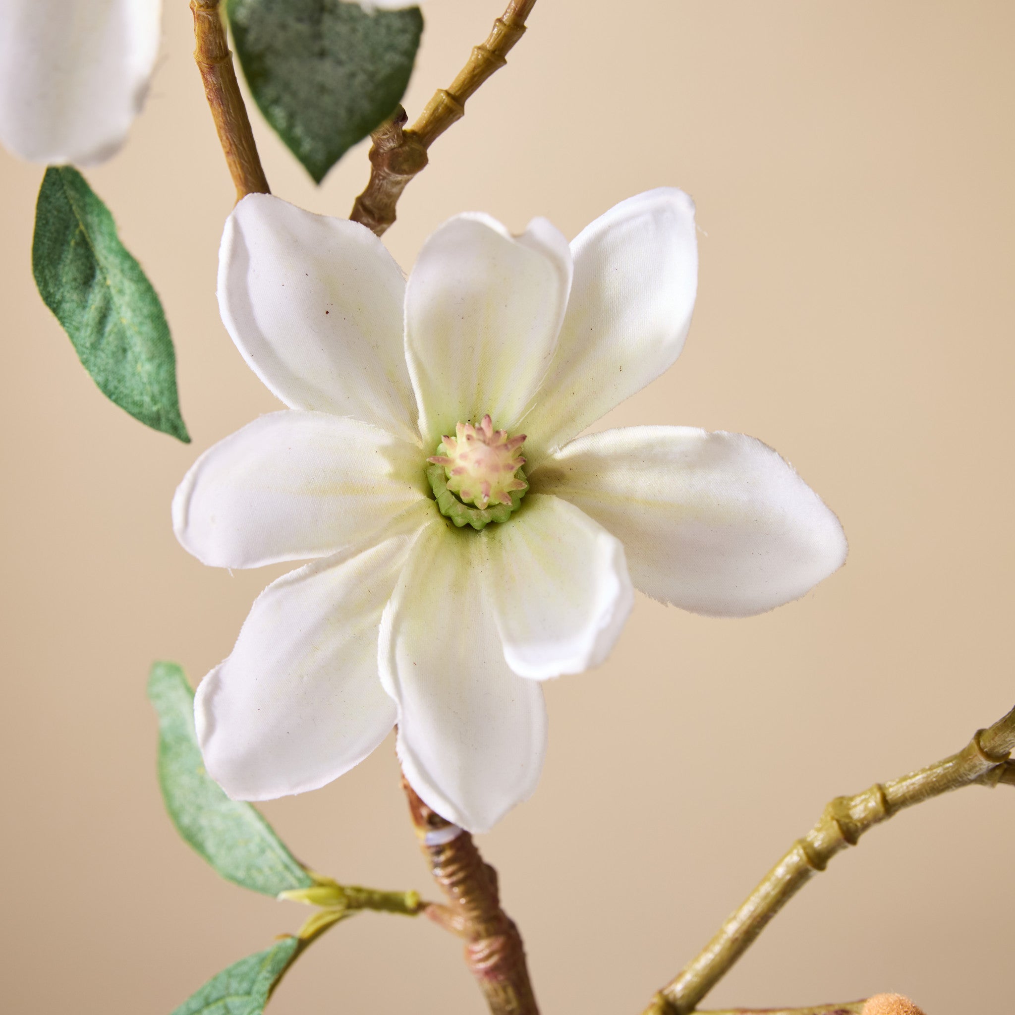Faux Mini Magnolia Stem | White - 46cm
