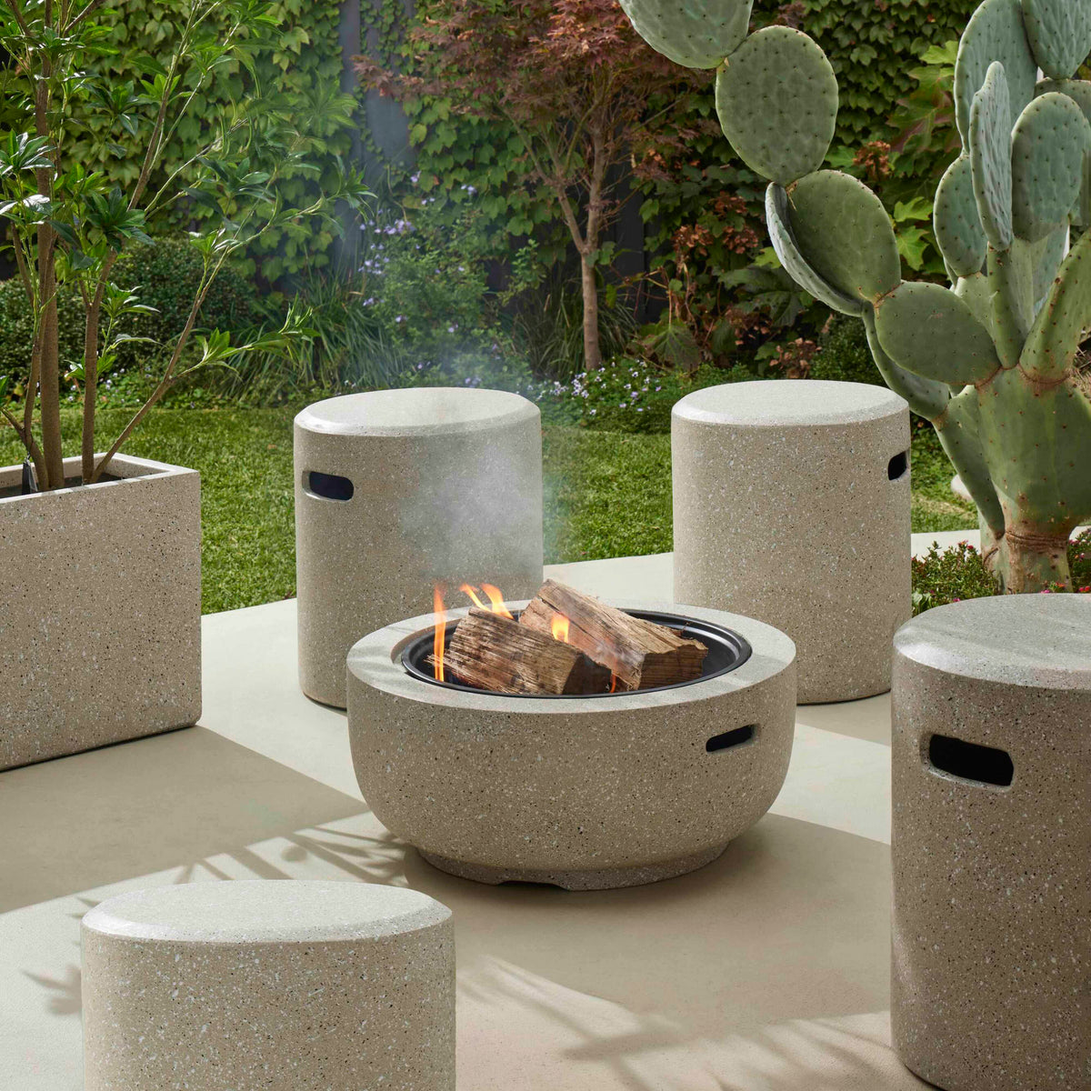 Nova Fire Pit with Cover | Light Grey - 38cm