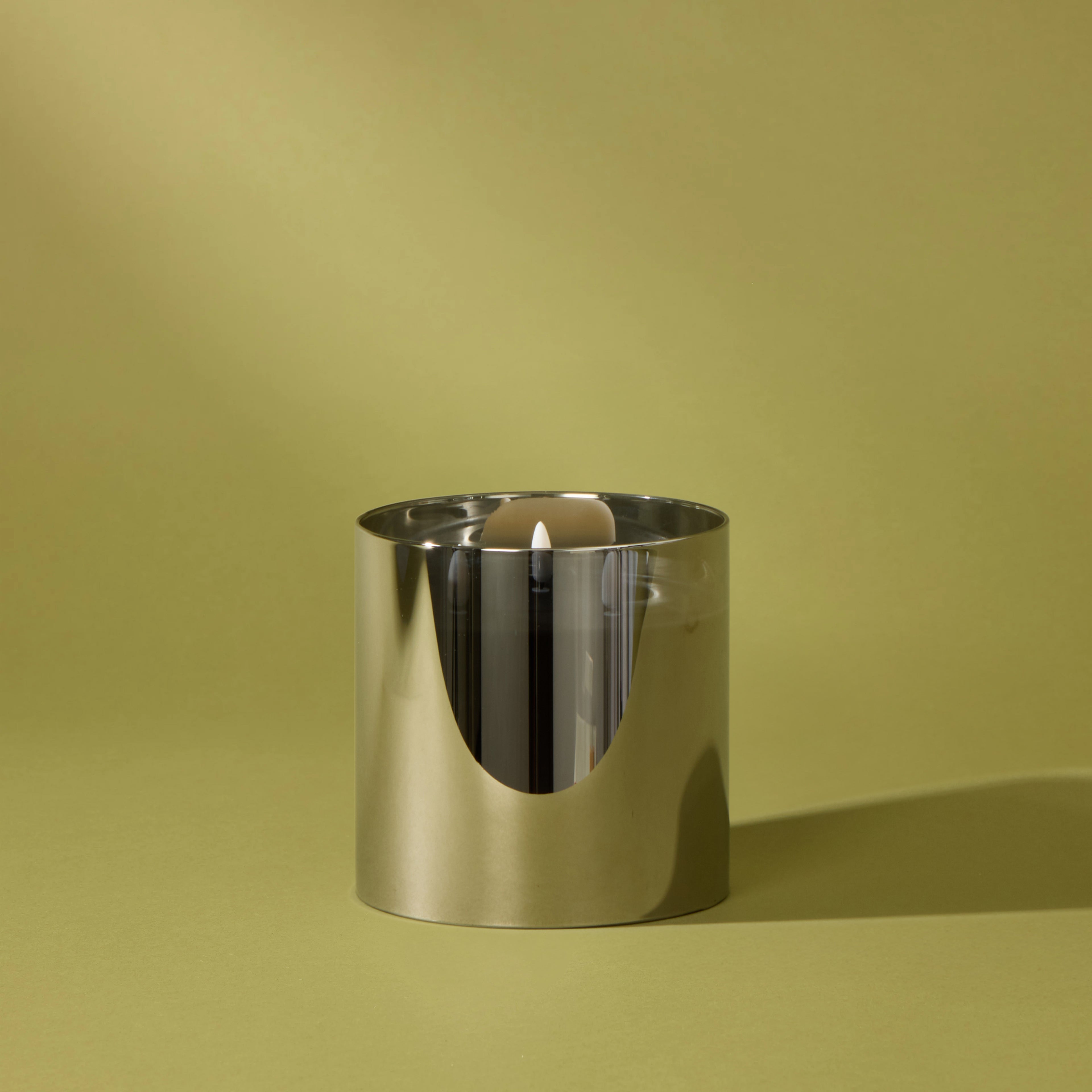 Black Glass Triflame LED Candle | 15cm