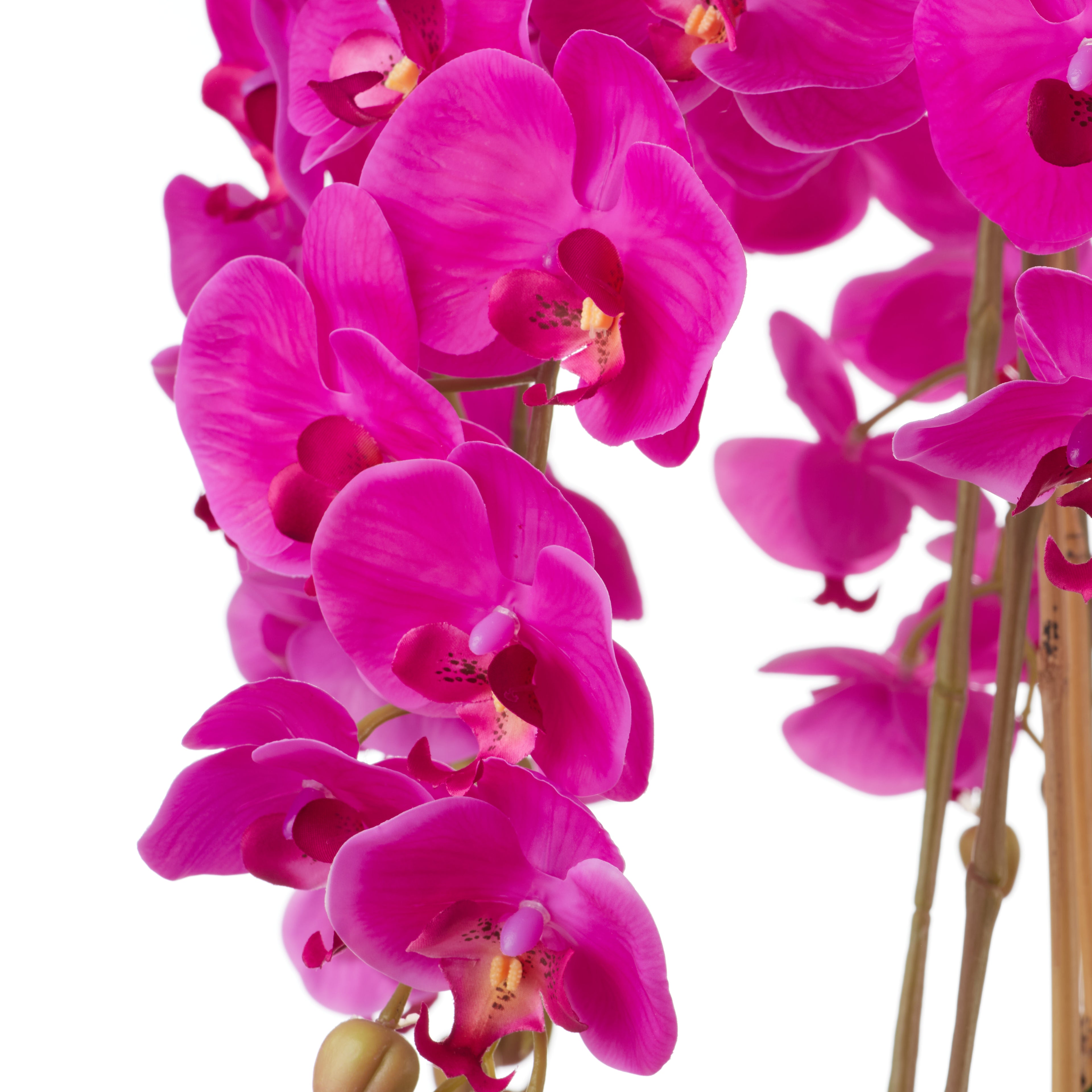 Faux Phalaenopsis Orchid - Gold Metal Bowl | Pink - 70cm