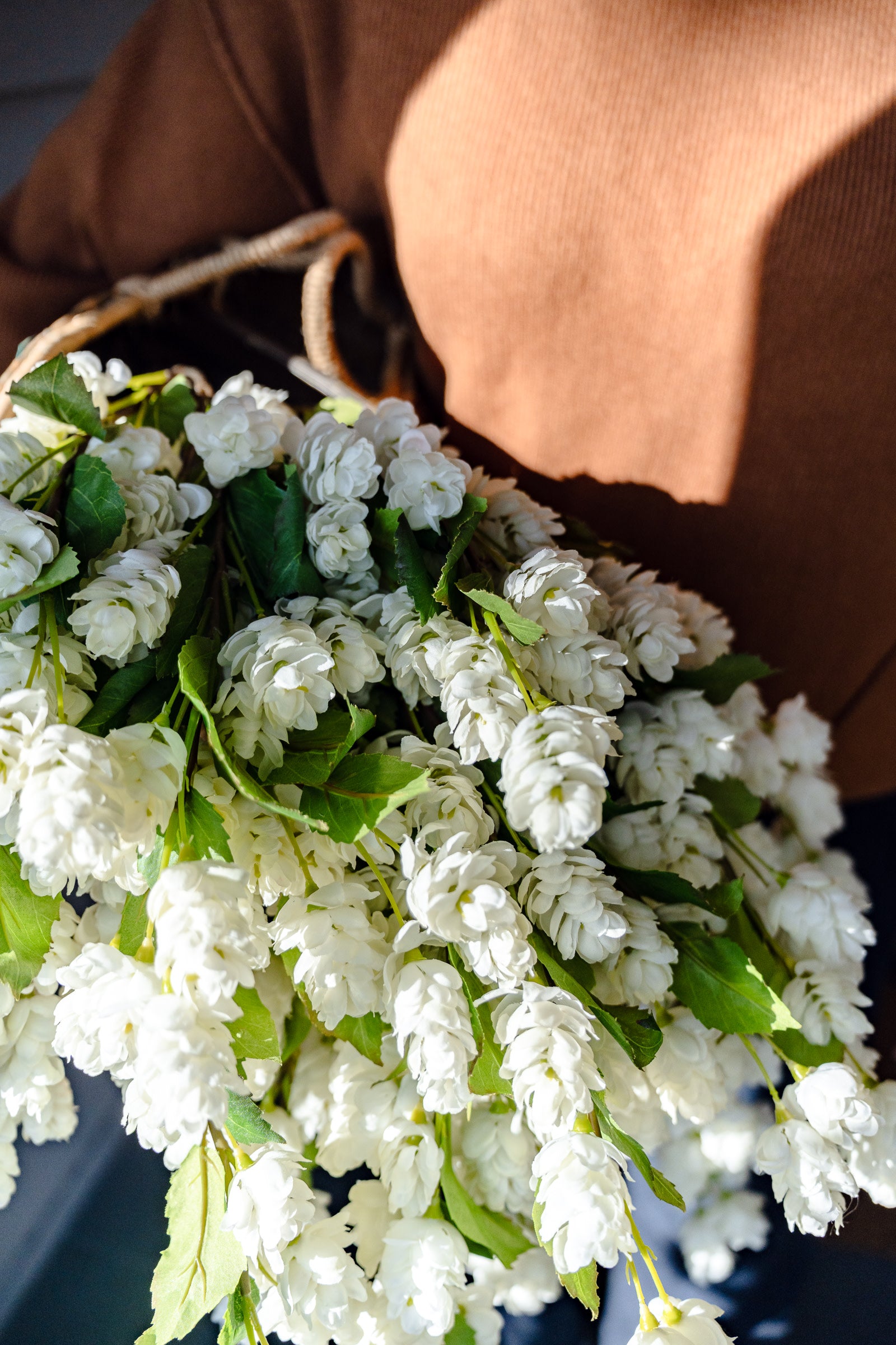 Faux Hops Flower Stem | White - 97cm