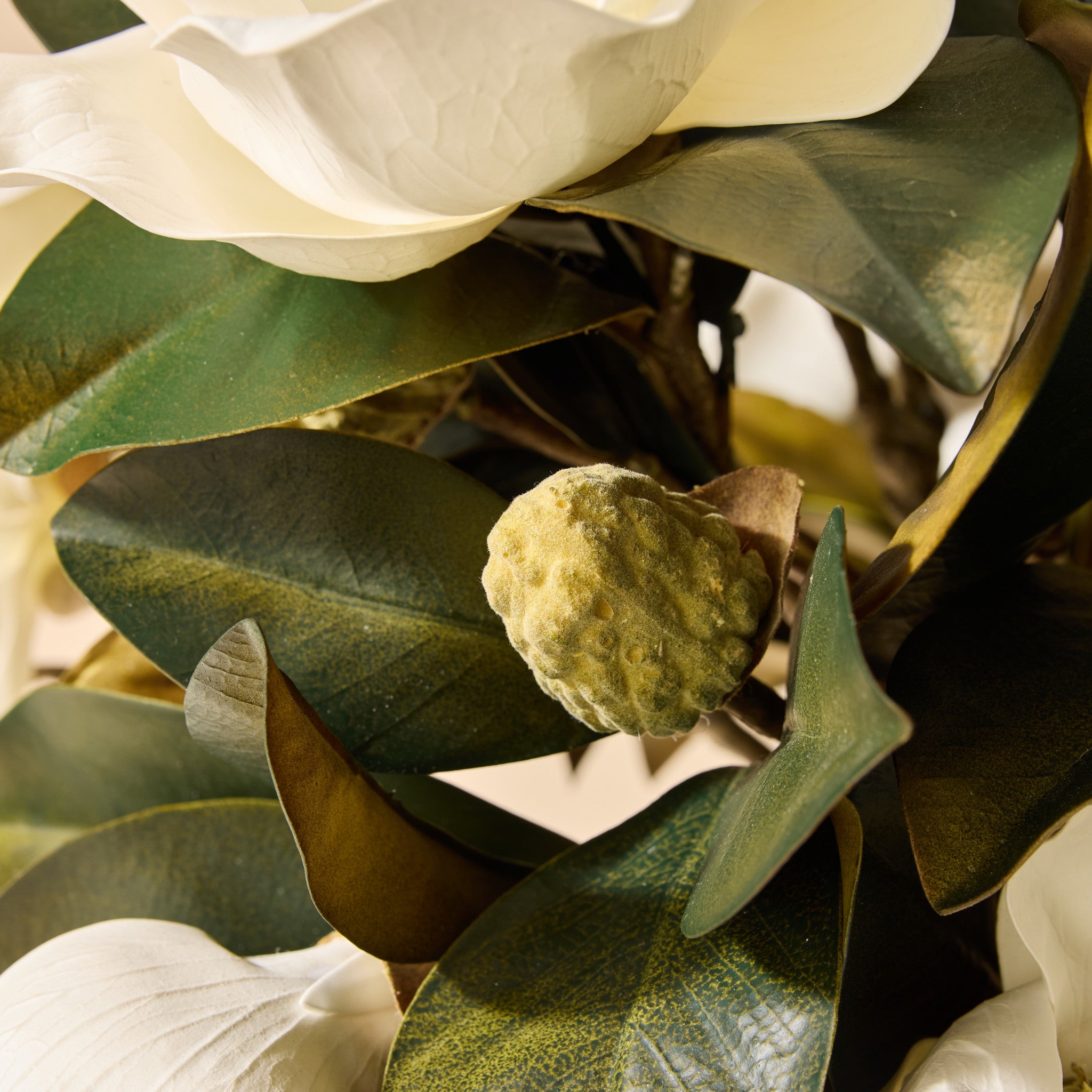 Faux Magnolia Grandiflora Arrangement - Claire Vase