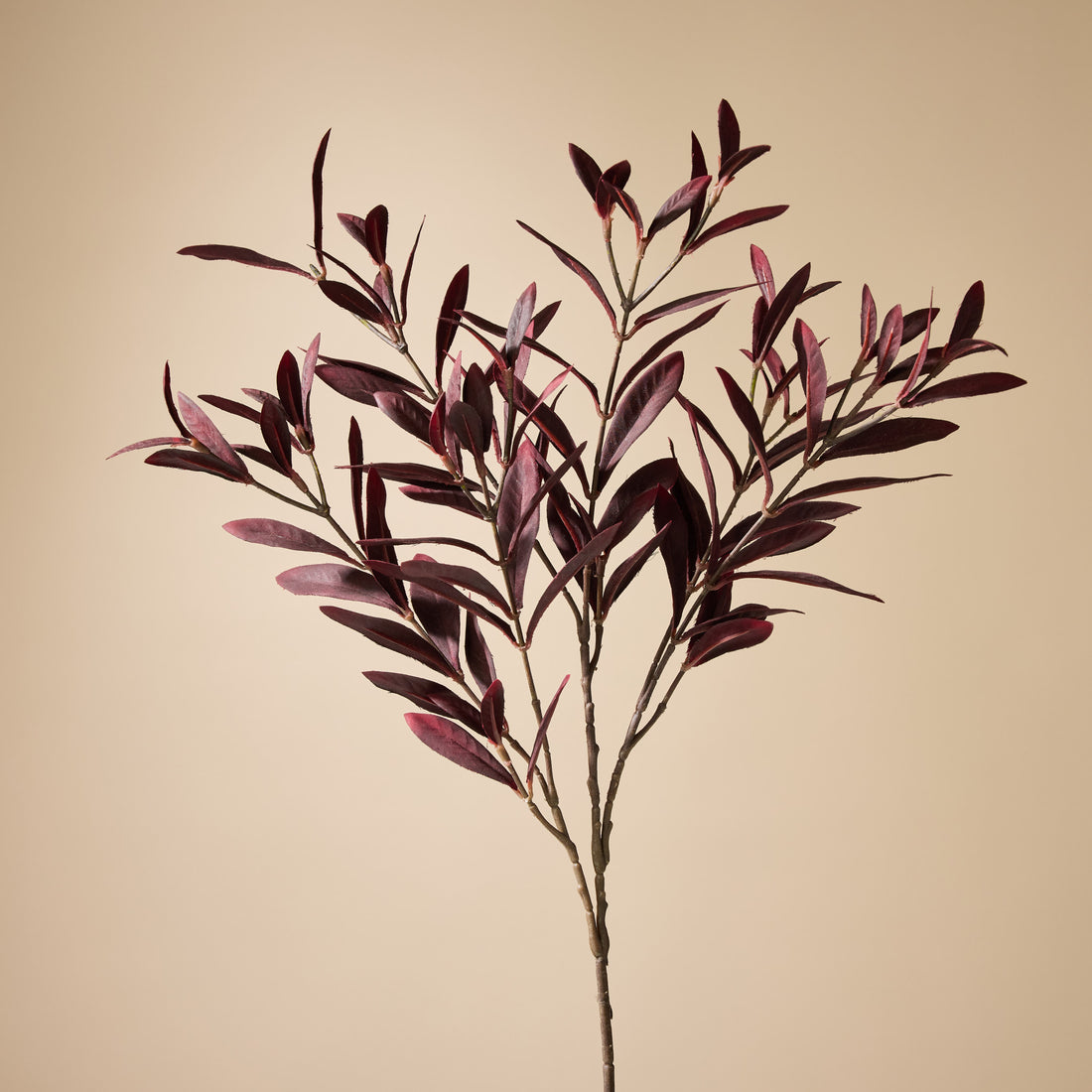 Faux Olive Leaf Spray | Burgundy - 81cm