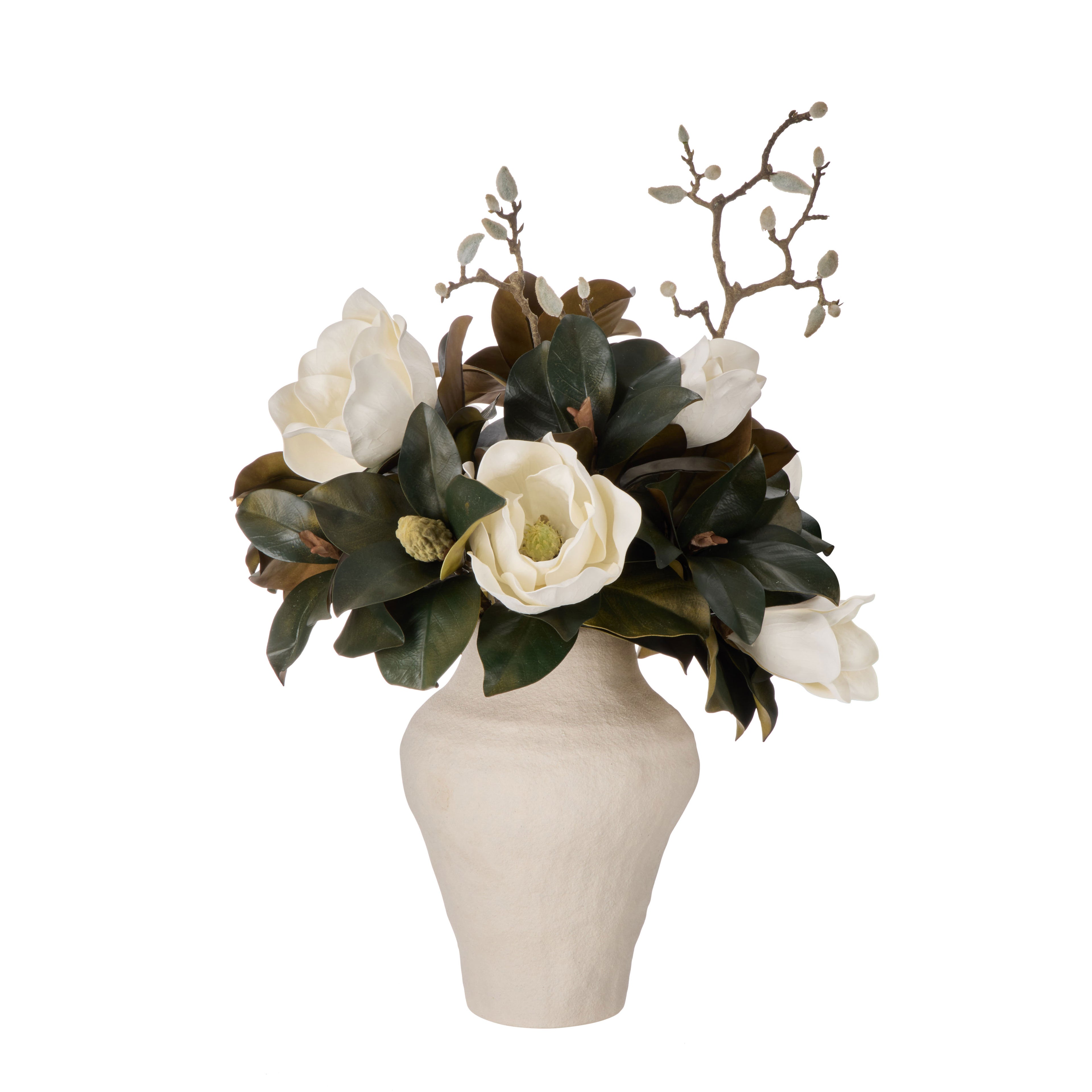 Faux Magnolia Mix - Ryde Vessel | White - 75cm