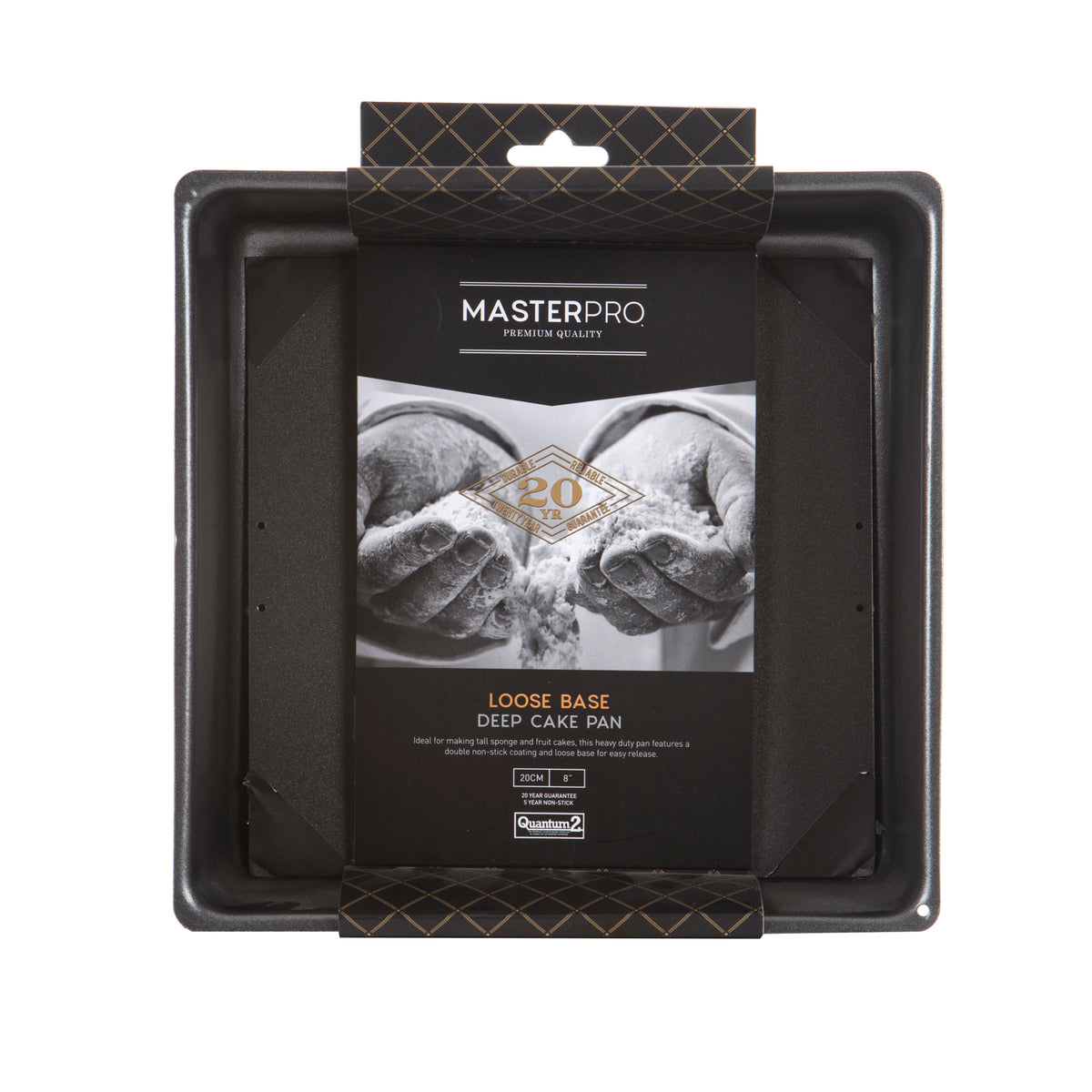 MasterPro Non-Stick Loose Base Square Deep Cake Pan Black