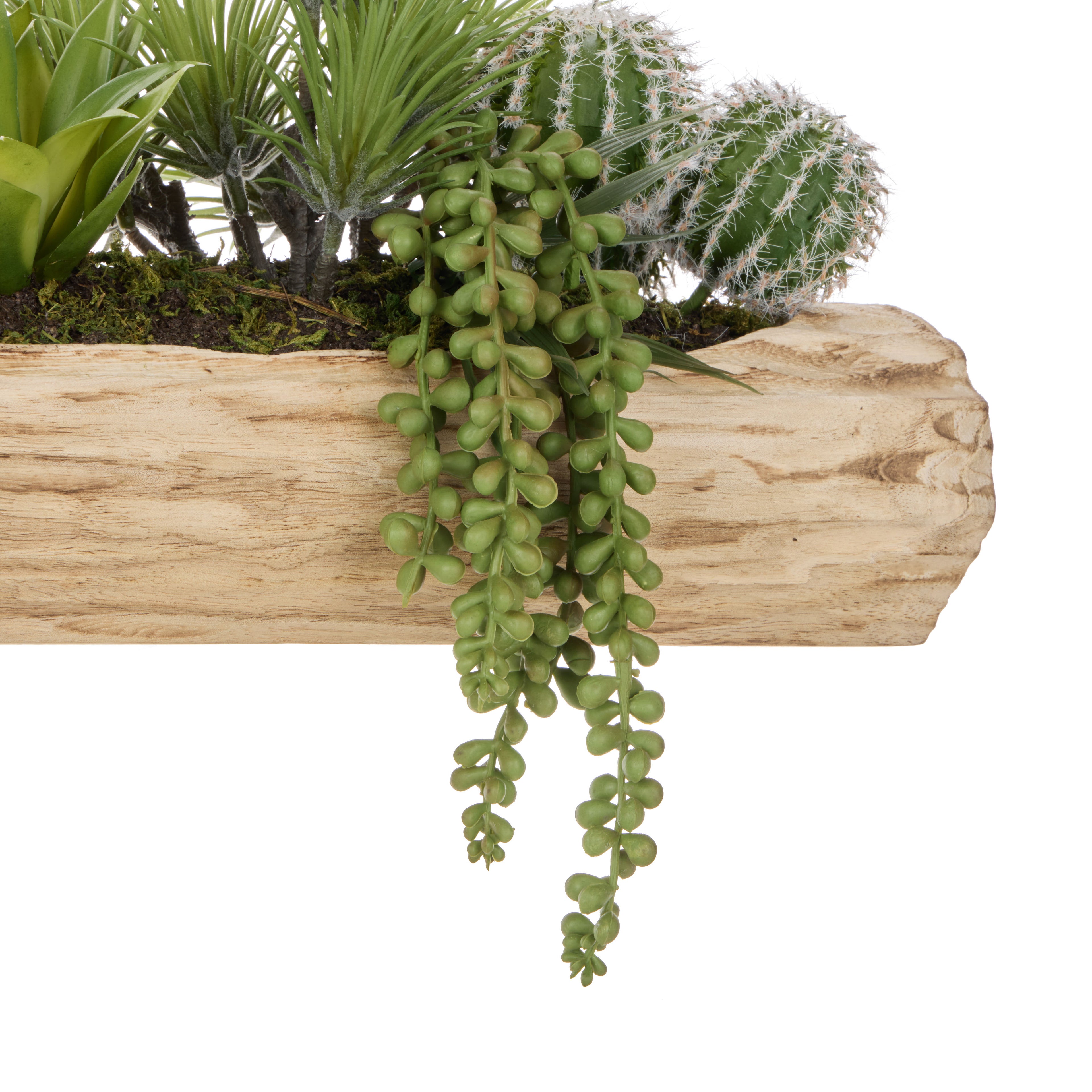 Faux Cactus Airplant Mix - Timber Planter | Green - 62cm