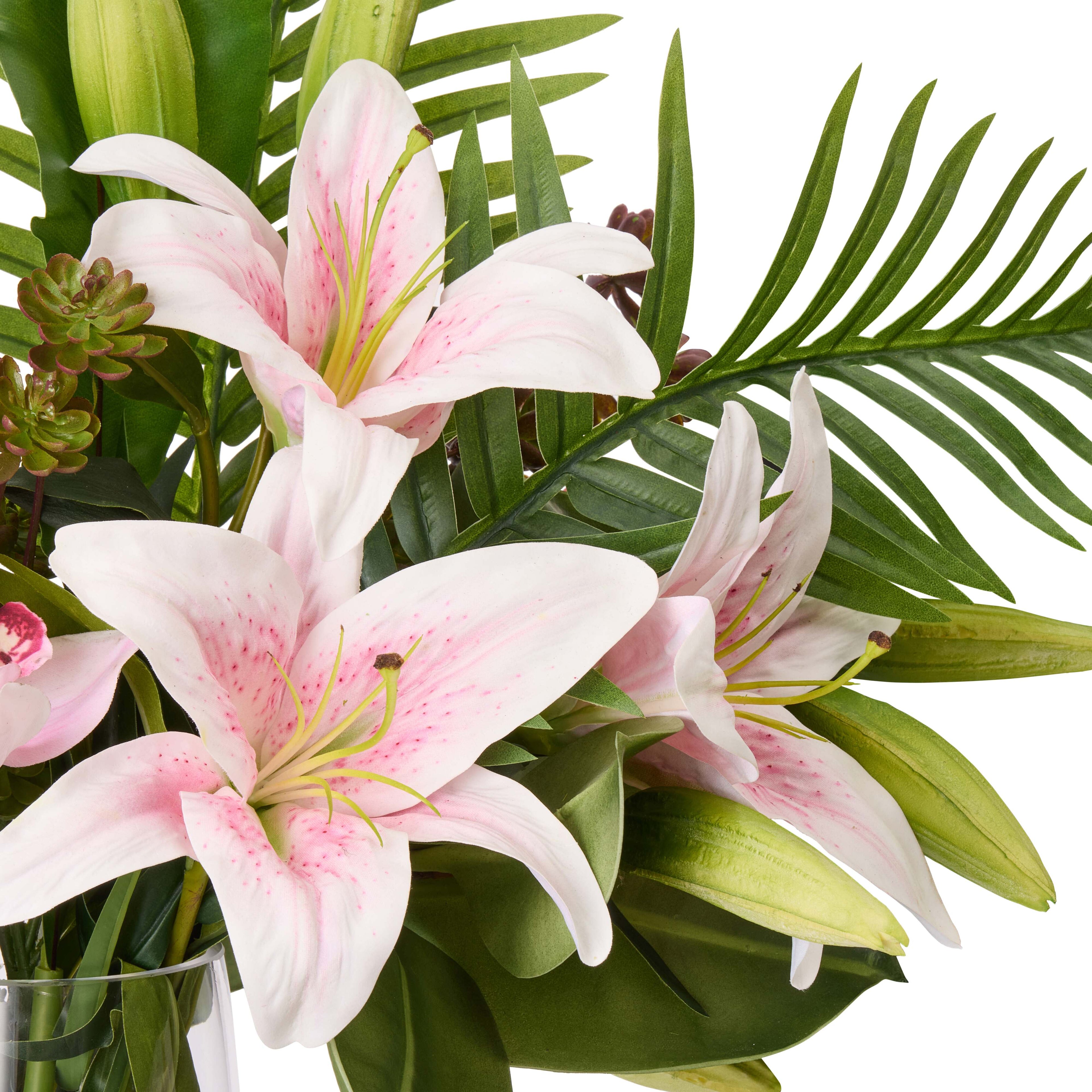 Faux Lily Rubber Tree Mix - Alana Vase | Pink - 82cm