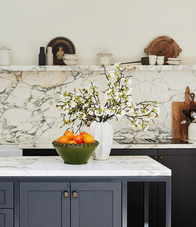 Faux Peach Blossom Spray | Albany Vase | Three Birds Set