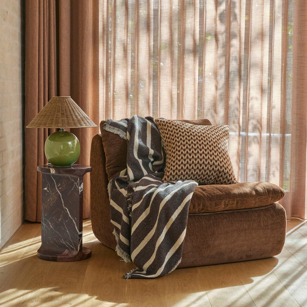 Amalfi Clark Cushion Brown &amp; Mustard