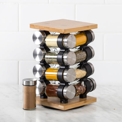 Davis &amp; Waddell Romano Spice Jar Set with Rack 16pcs Set Natural &amp; Clear