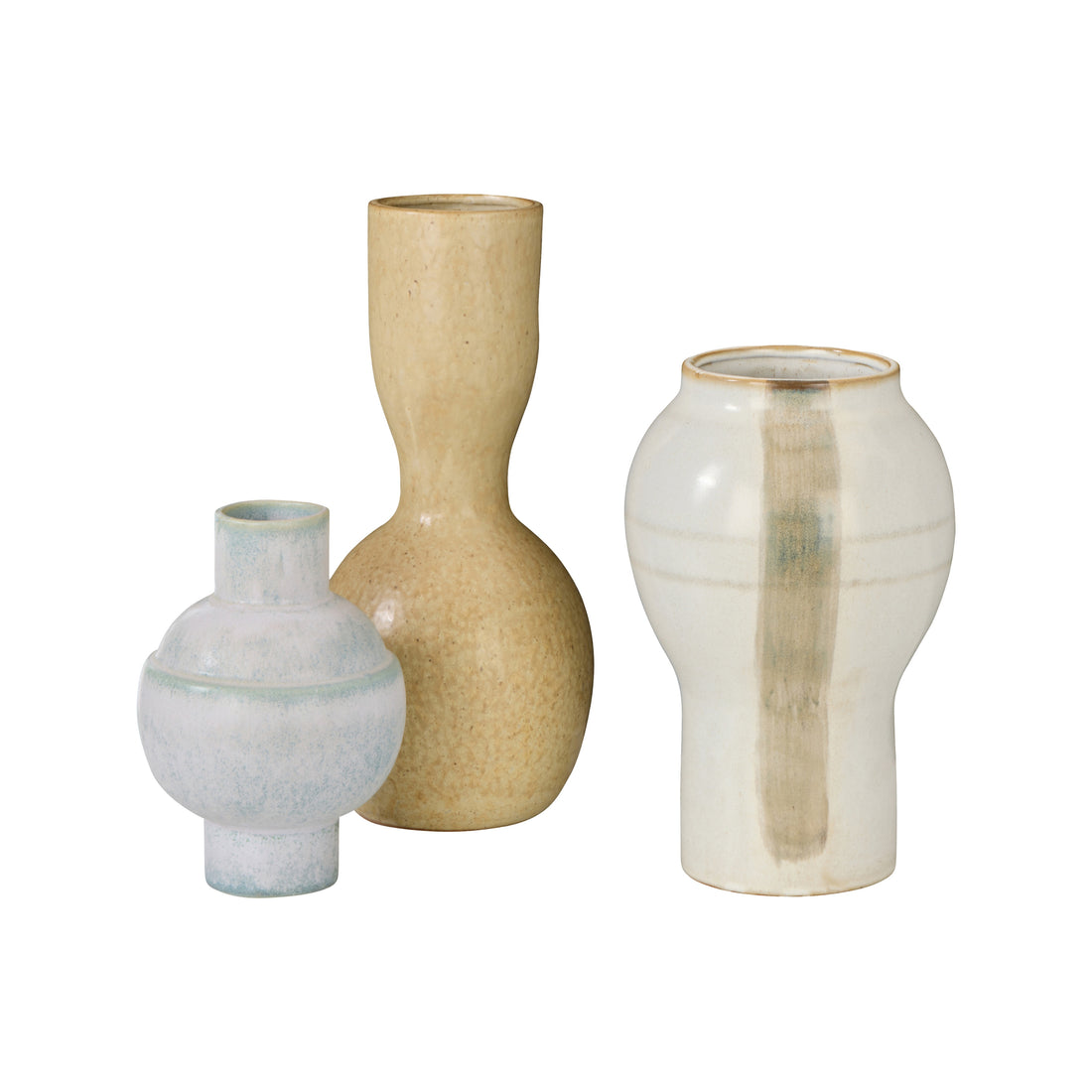 Amalfi Nora Reactive Glaze Vase Hand Paint Off White &amp; Grey