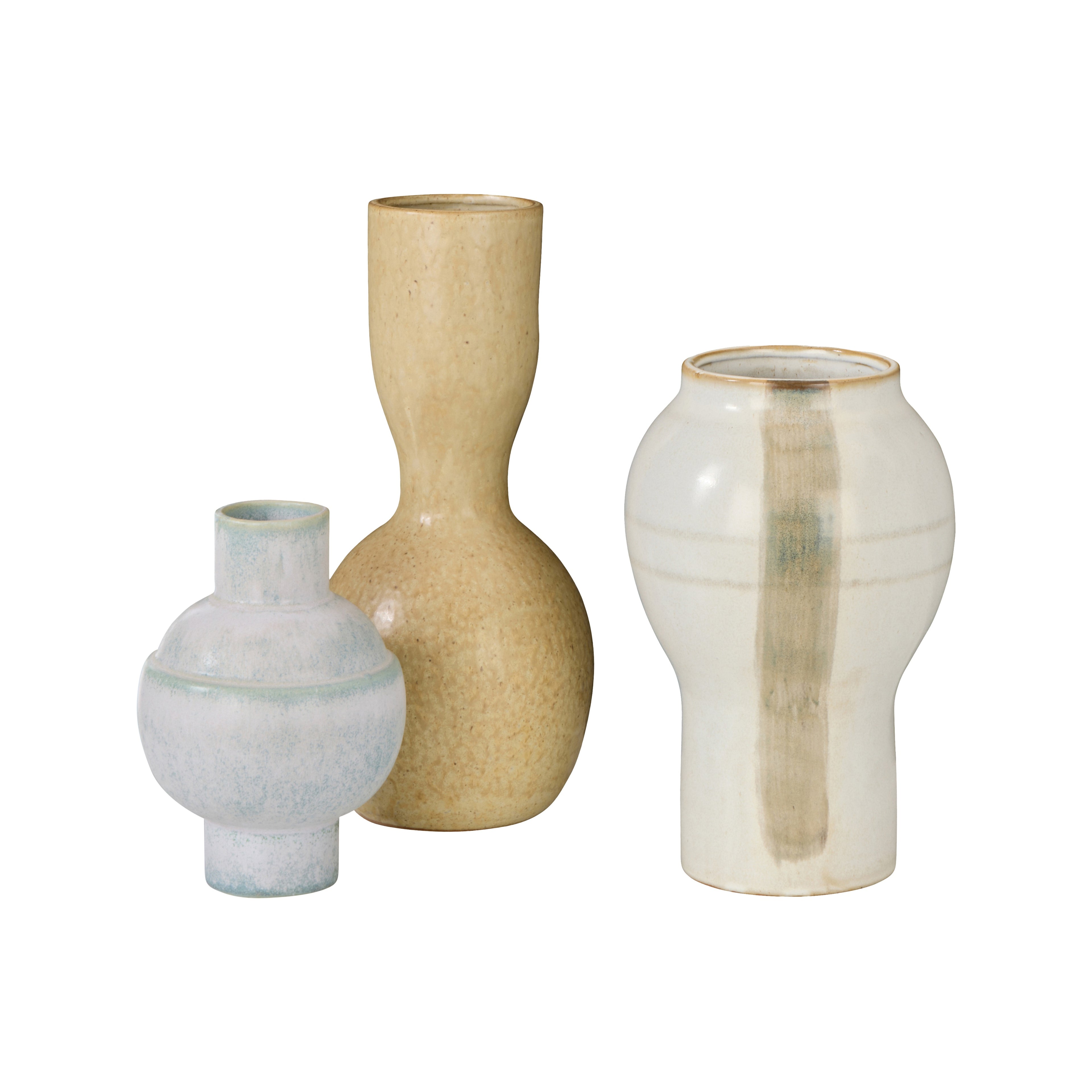 Amalfi Nora Reactive Glaze Vase Hand Paint Off White &amp; Grey