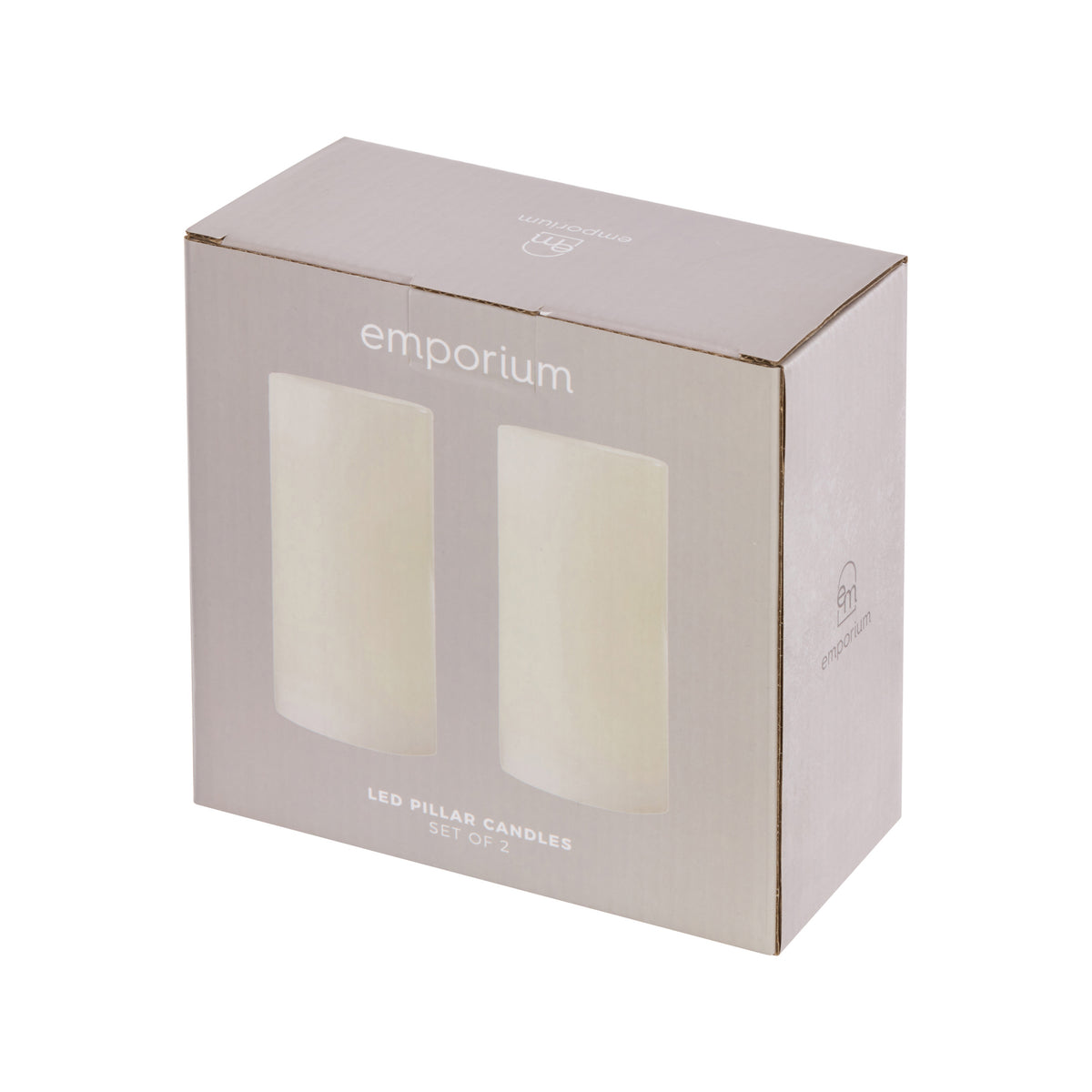 Emporium Tall Pillar LED Candles 2pcs Set White