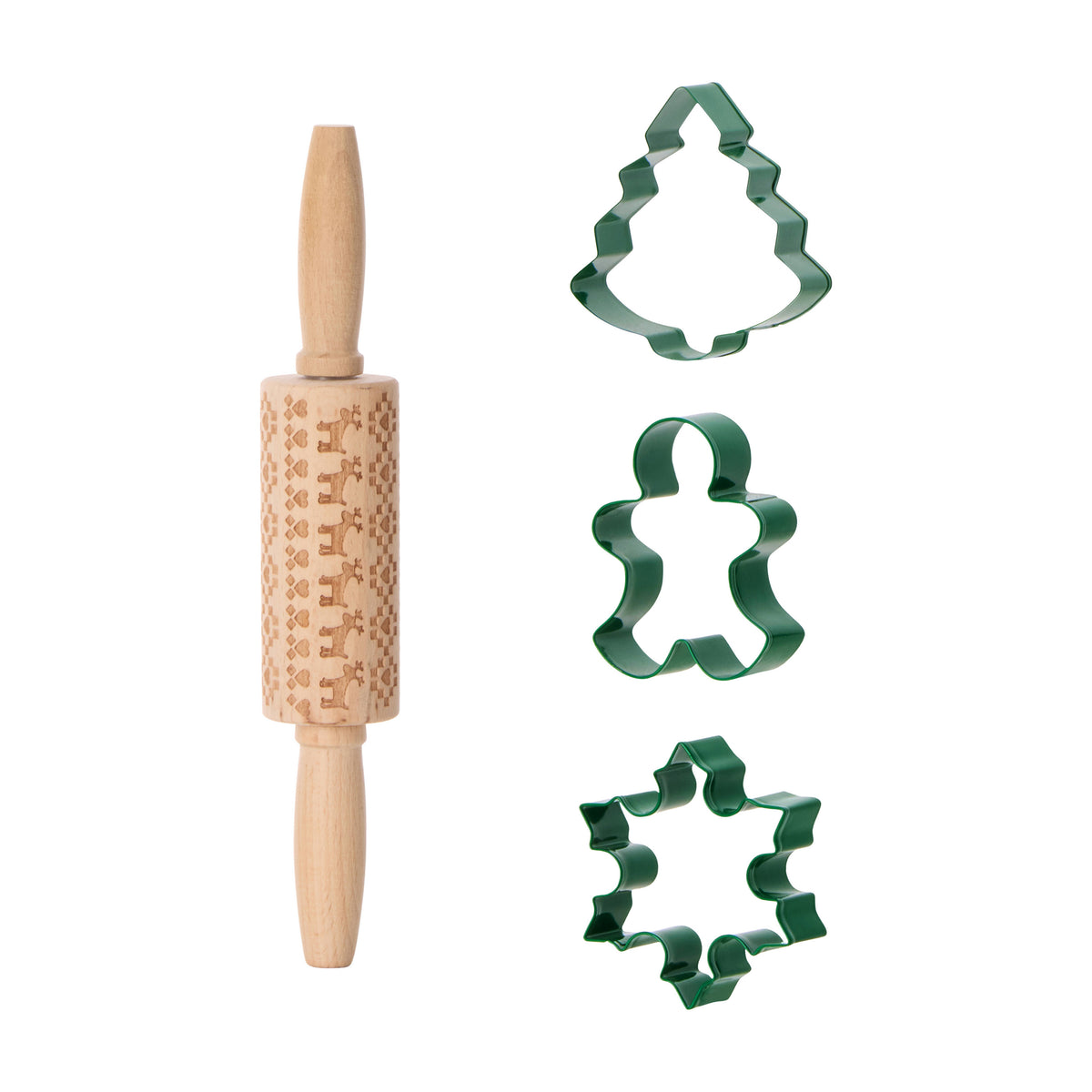 Davis &amp; Waddell Cookie Cutter 4pcs Set with Patterned Rolling Pin Multi-Coloured