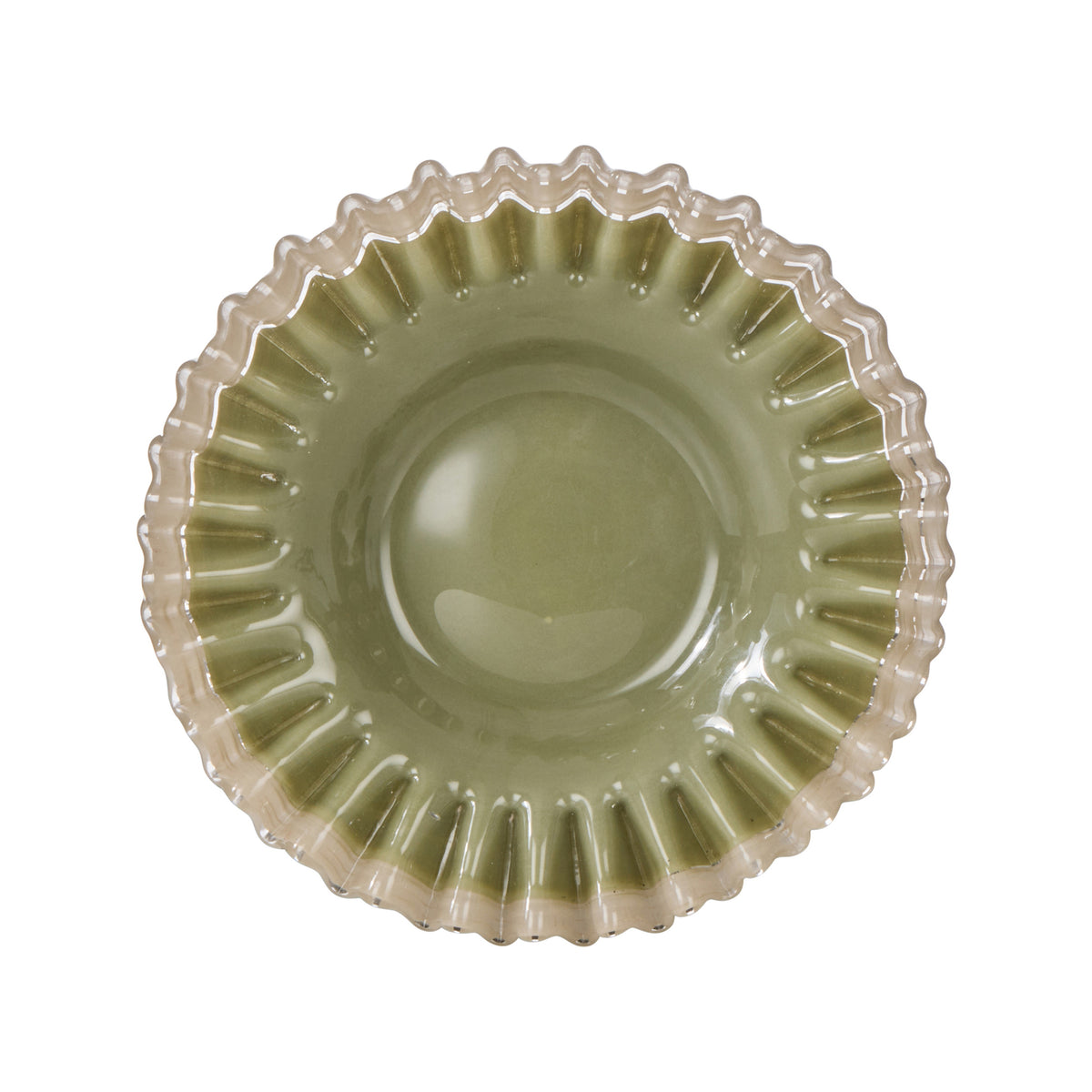 Amalfi Sigrid Frill Dish Small Green &amp; Grey